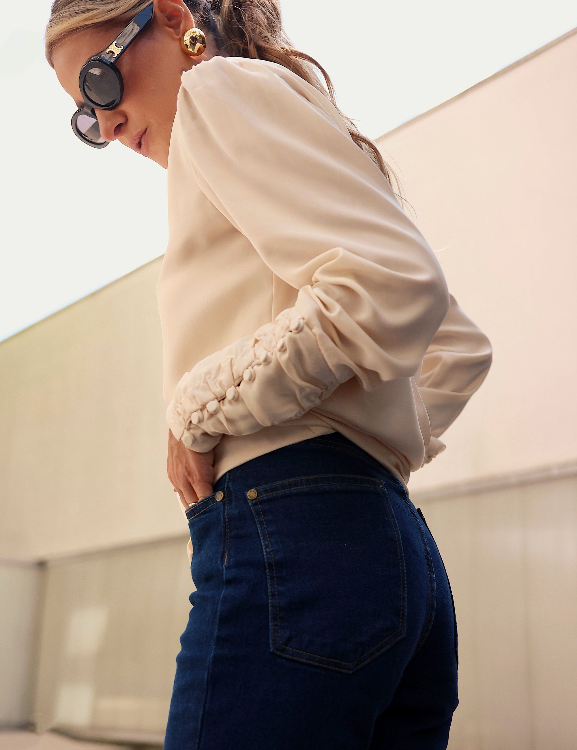 Blusa Transpasse Acetinada Pérola