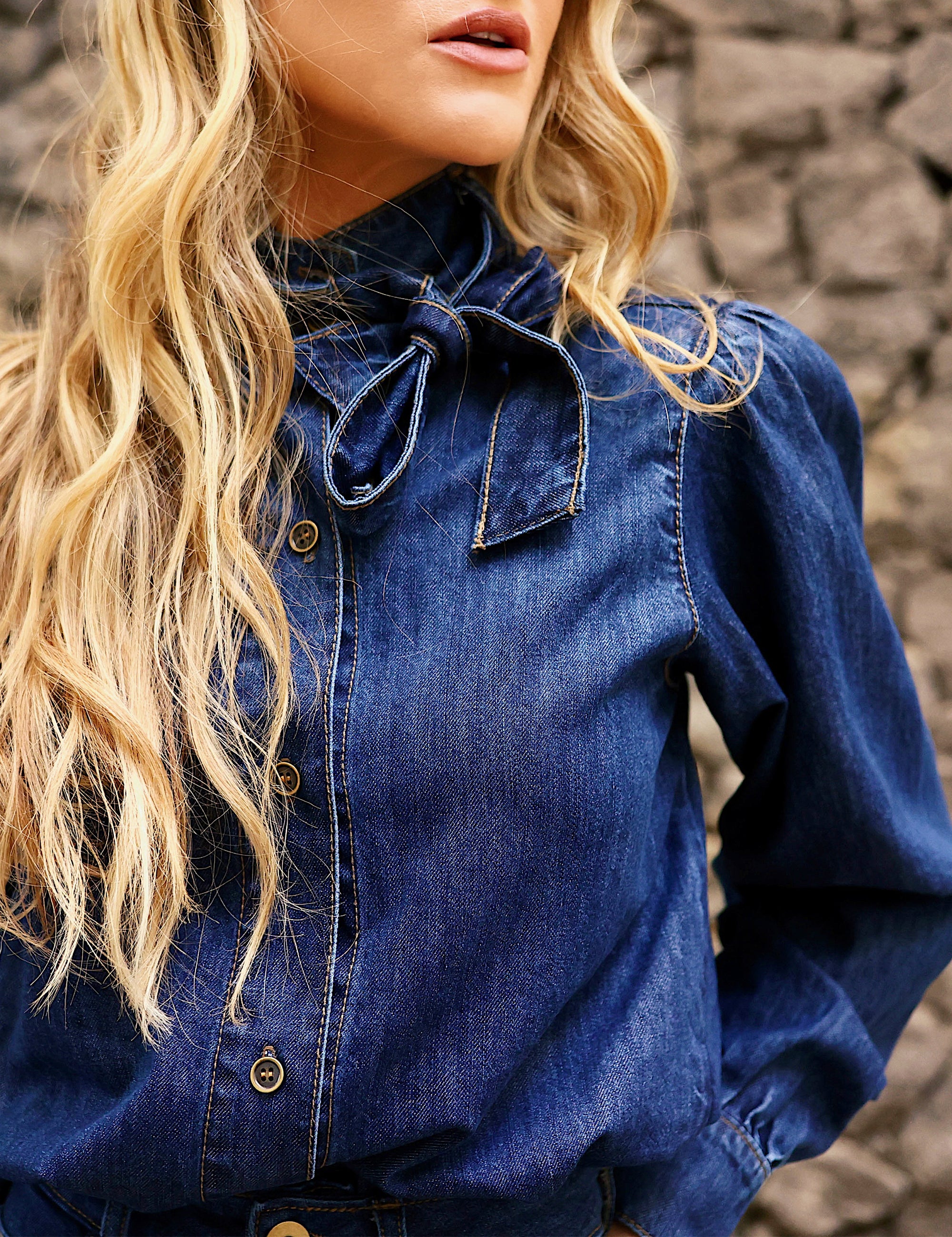 Camisa Jeans Denim Escuro