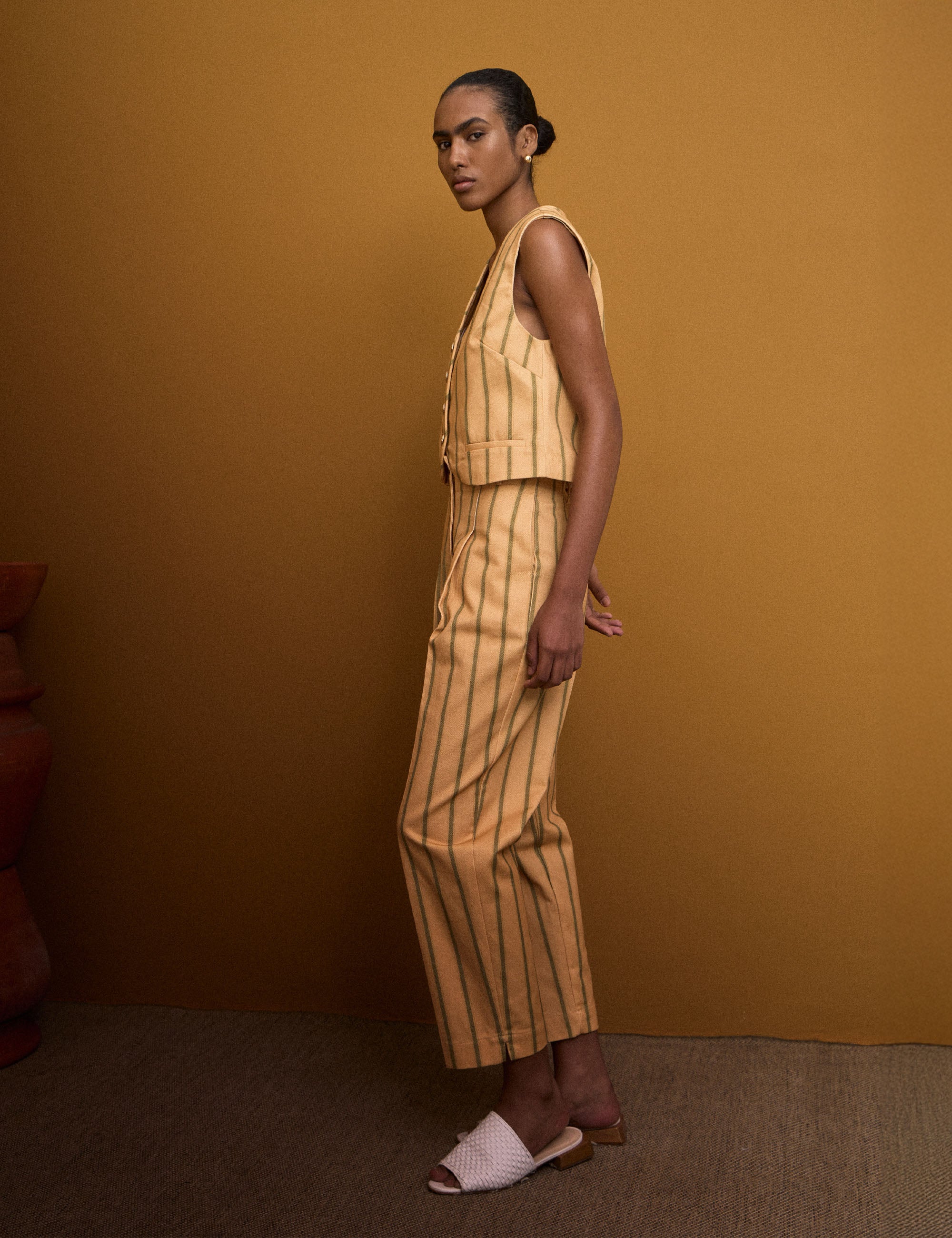 Calça Isabella Listra Mostarda