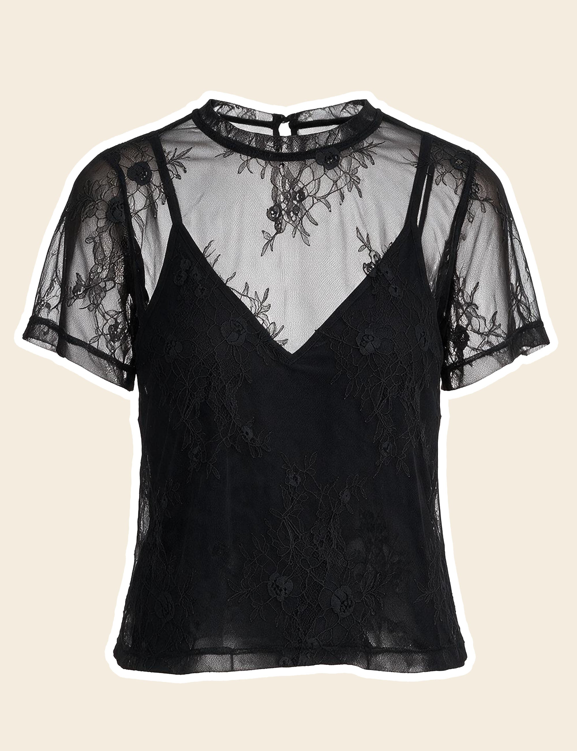 T-shirt Provence Renda Preto