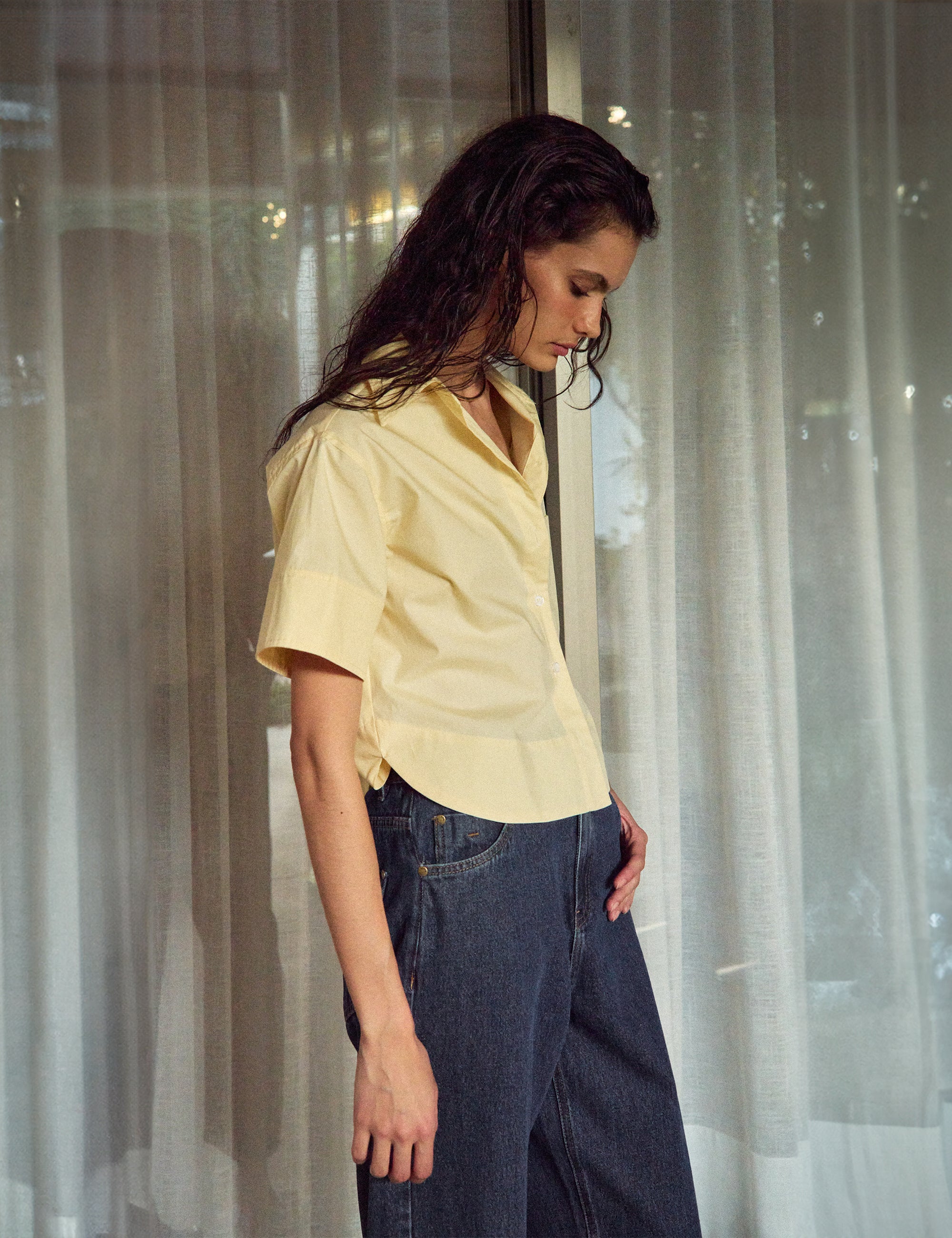 Camisa Pipa Tricoline Amarelo
