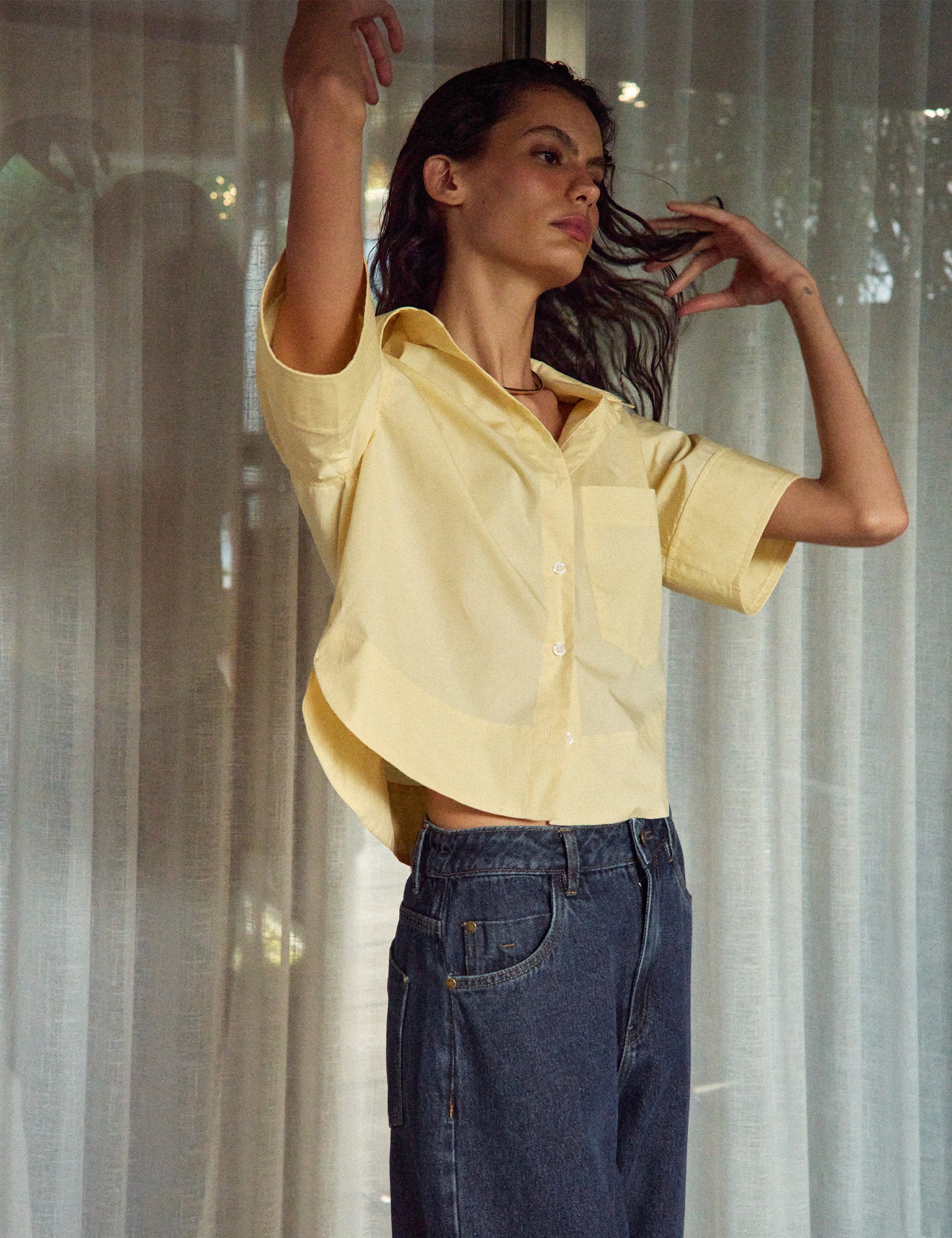 Camisa Pipa Tricoline Amarelo