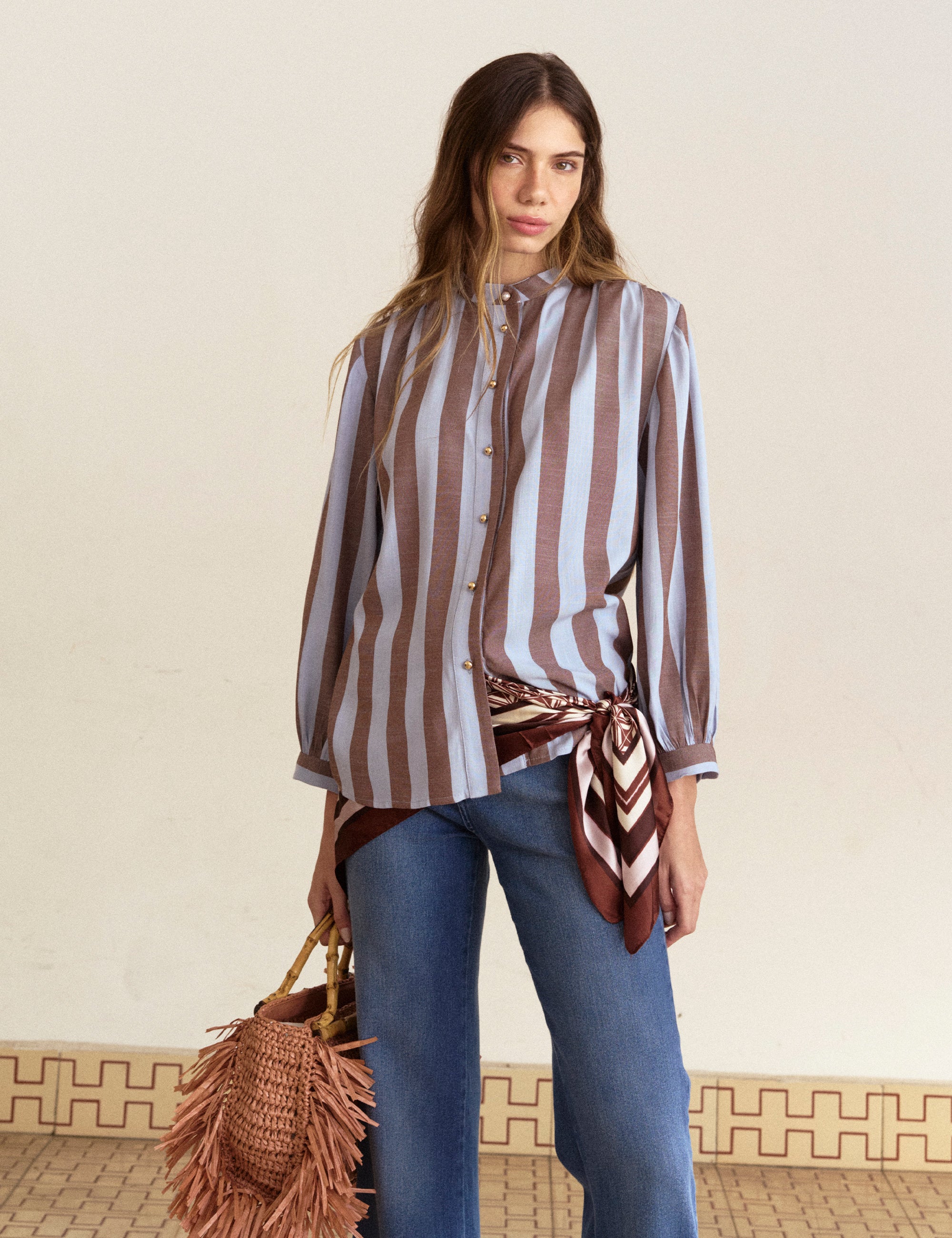 Camisa Fiorella Listrada Azul