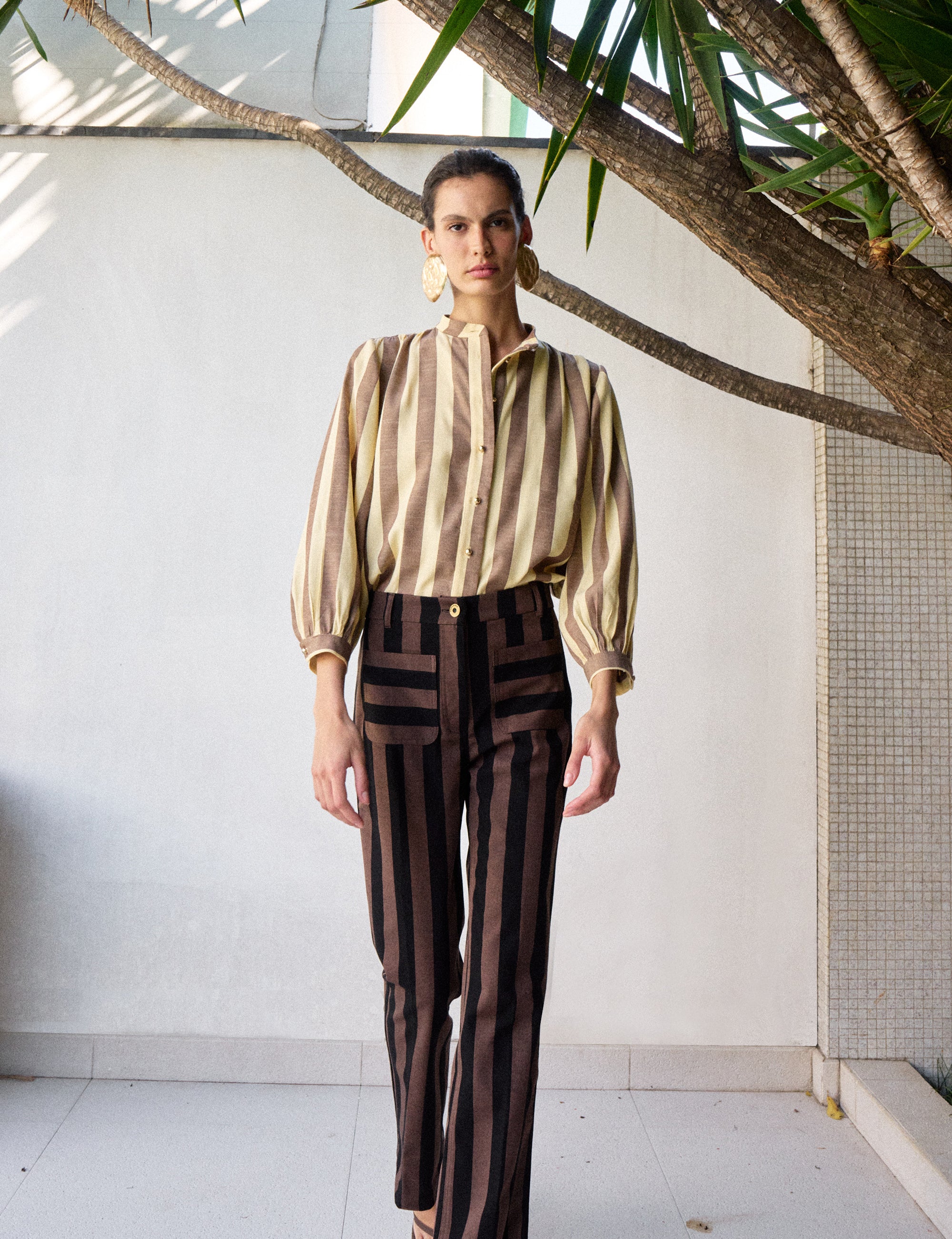 Camisa Fiorella Listrada Amarelo