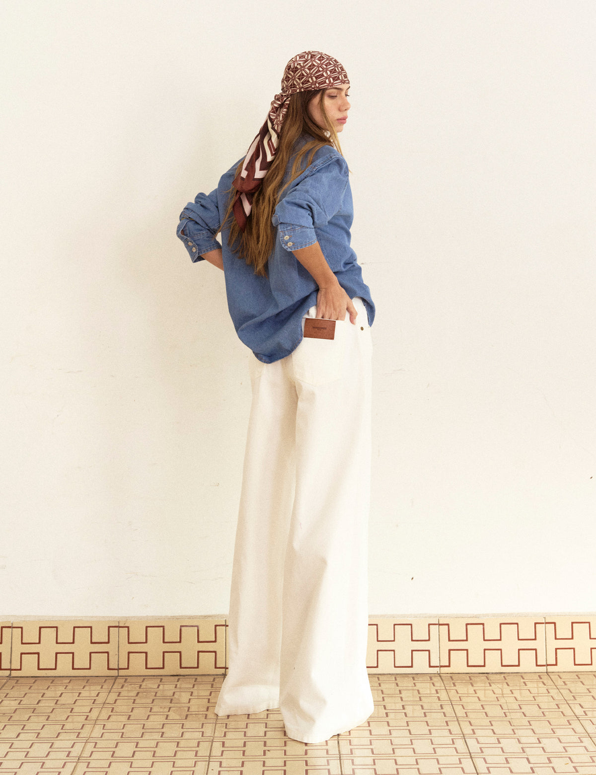 Calça Ondas Denim Off White