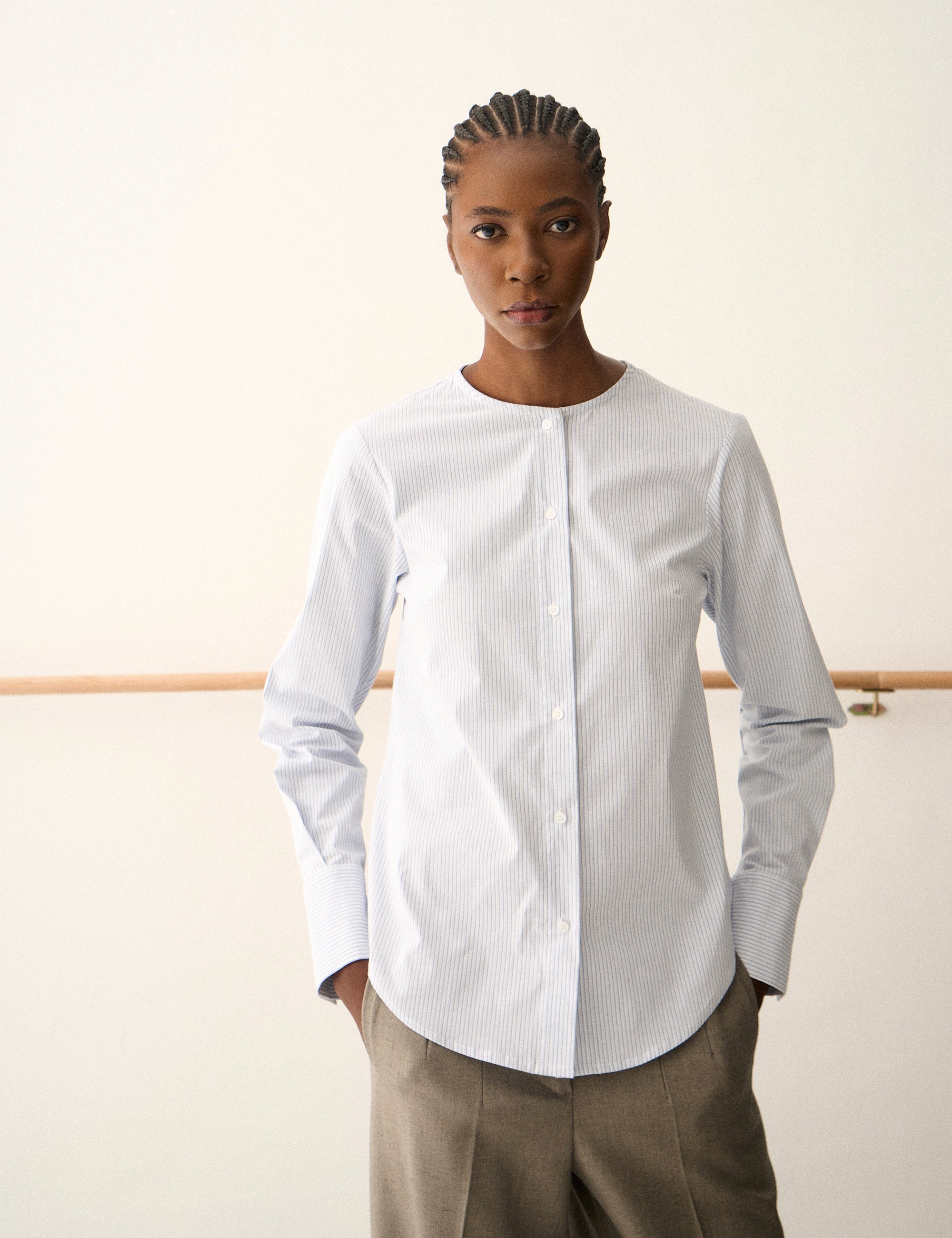 Camisa Penelope Tricoline Azul Celeste
