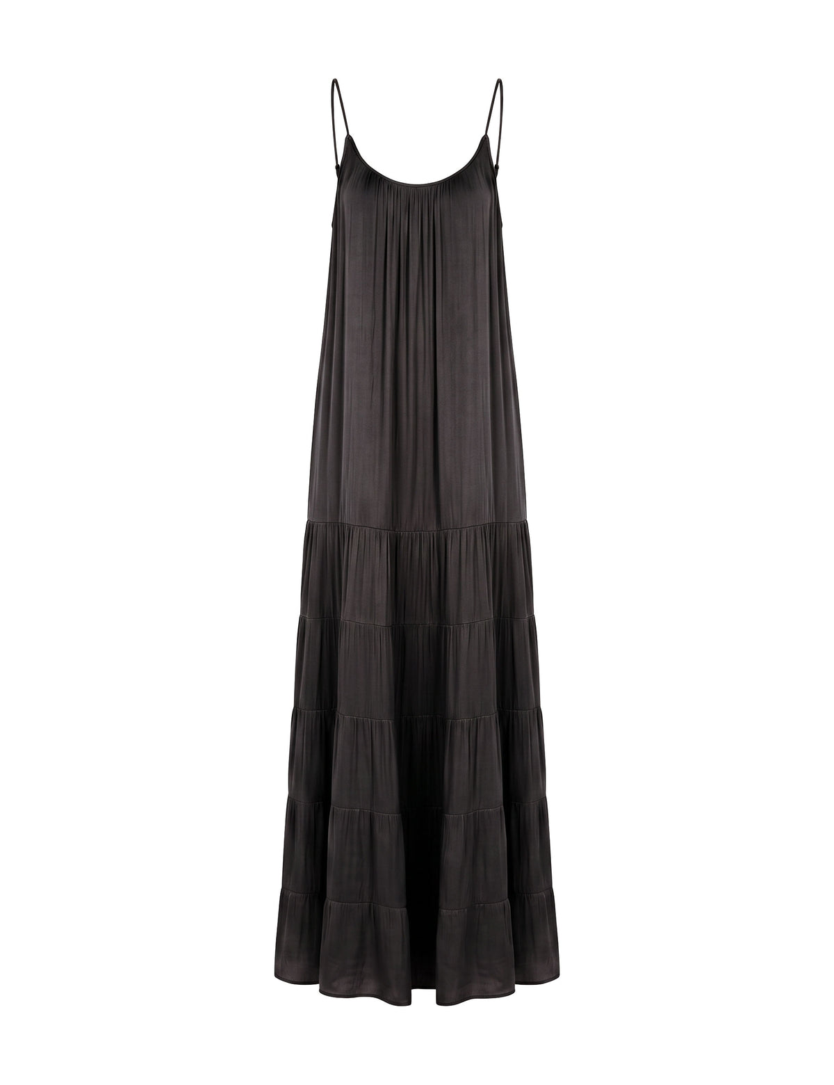 Vestido Fluido Cetim Crinkle Preto