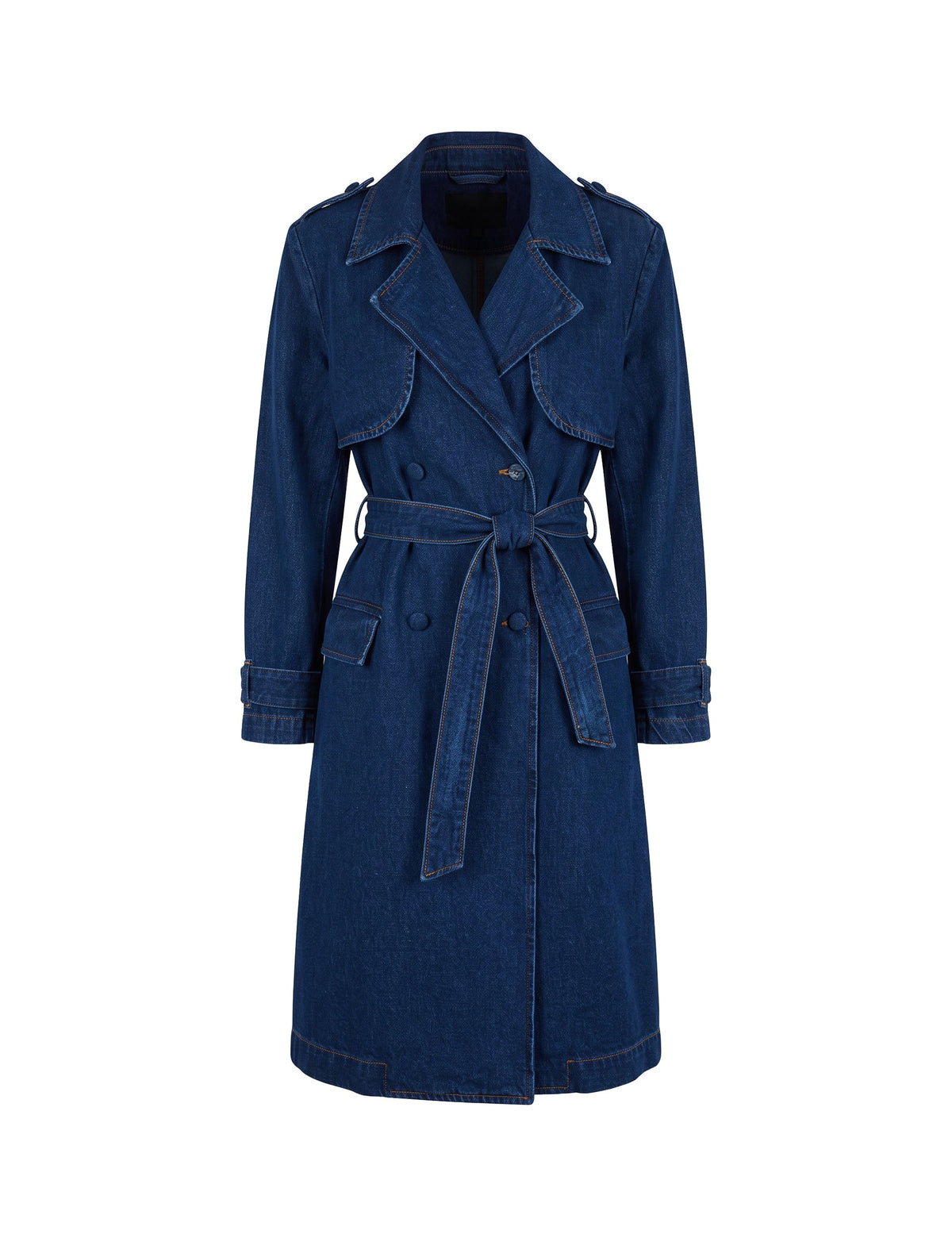 Trench Coat Midi Denim Médio