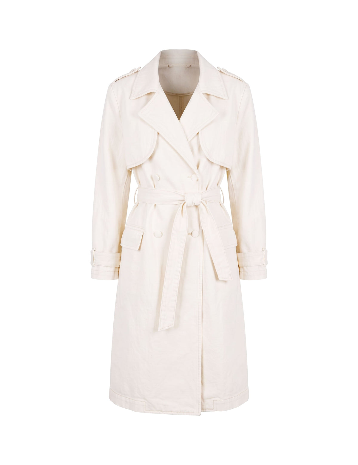 Trench Coat Midi Denim Off White