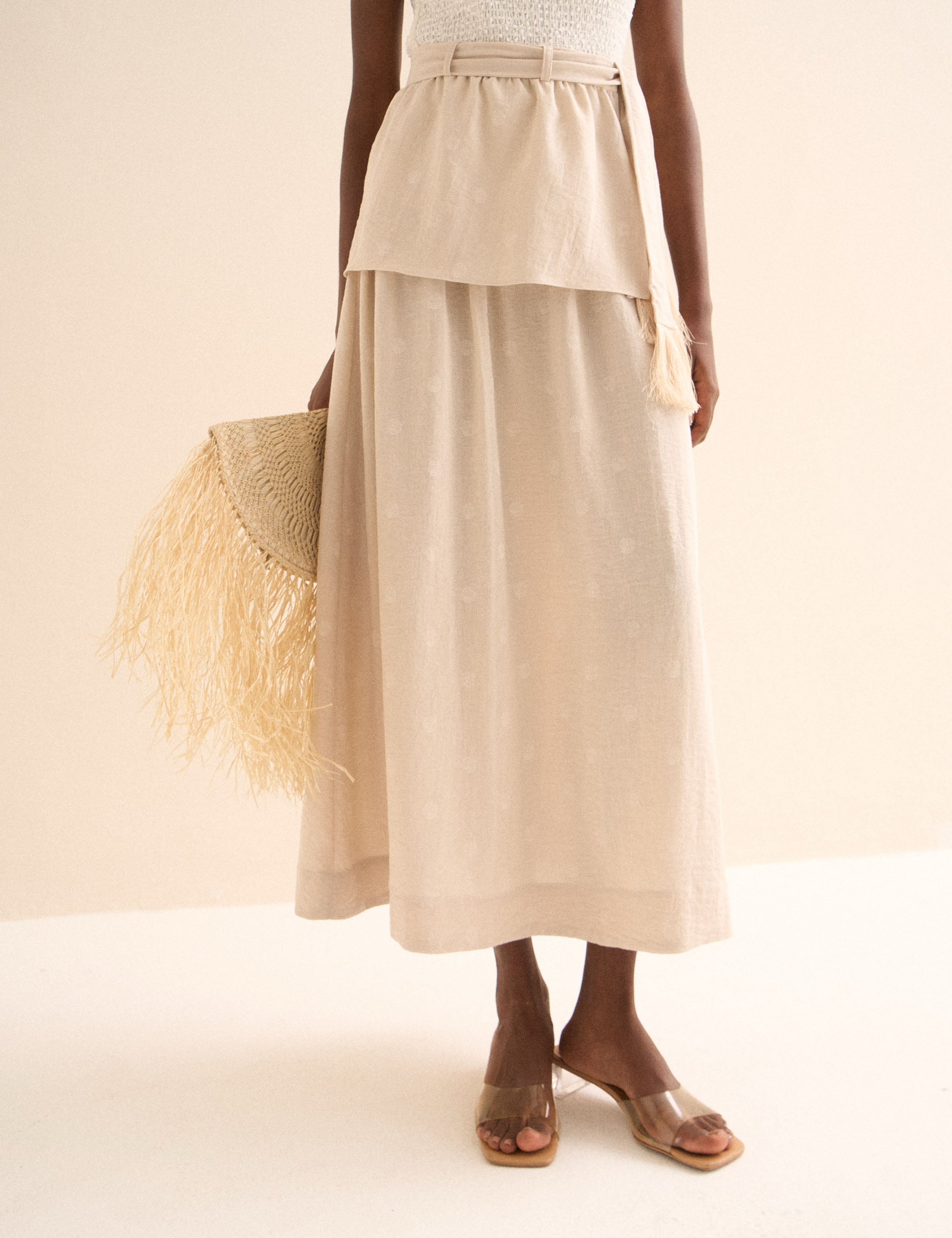 Vestido Elisa Plissado Off White