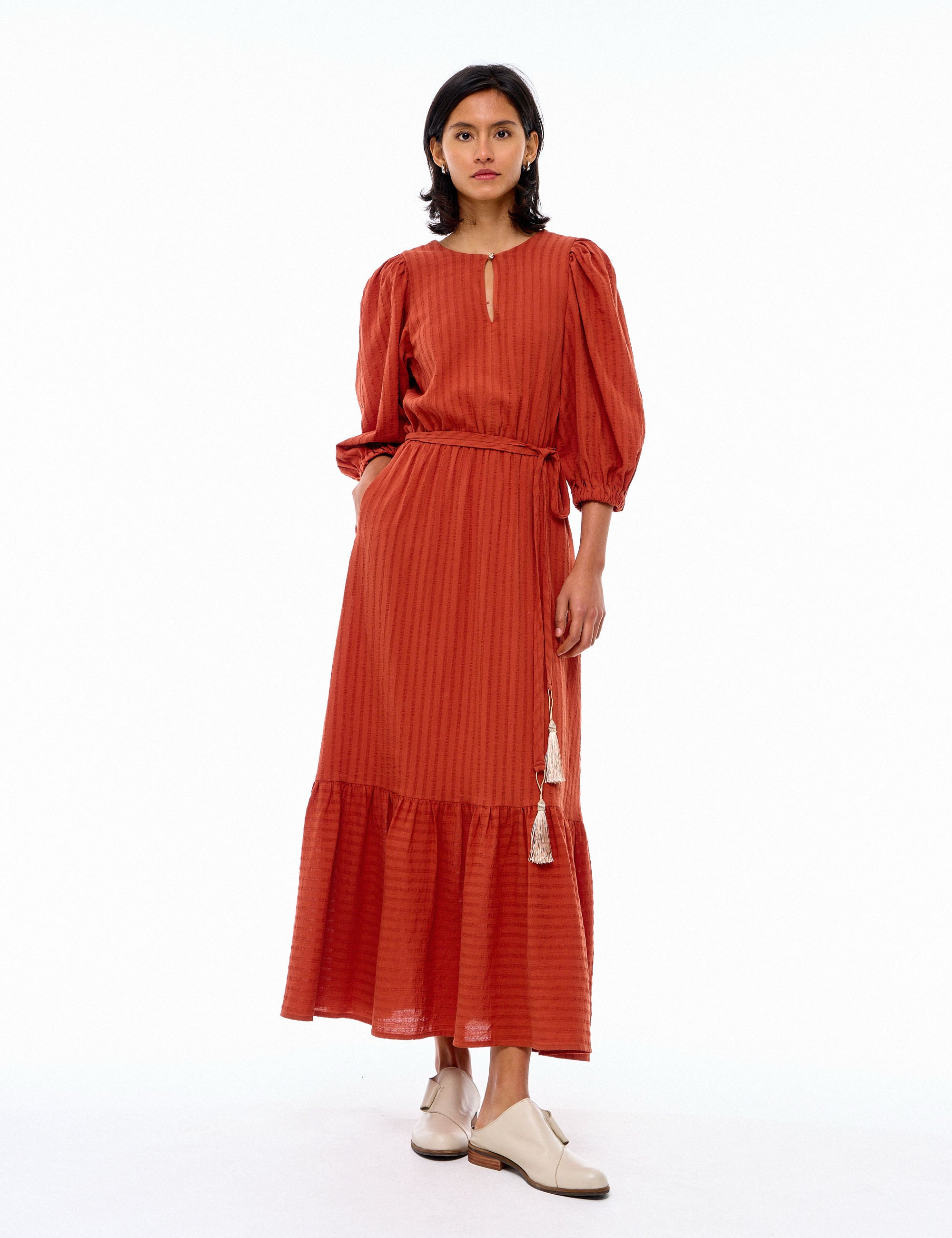 Vestido Romana Crepe Terracota