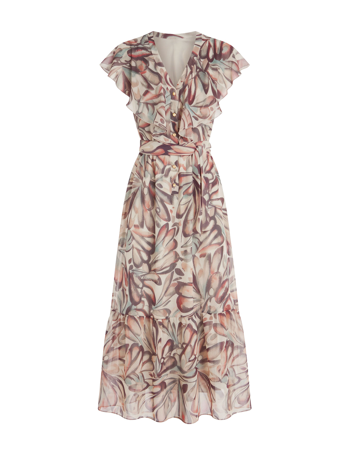 Vestido Borboleta Chiffon Areia