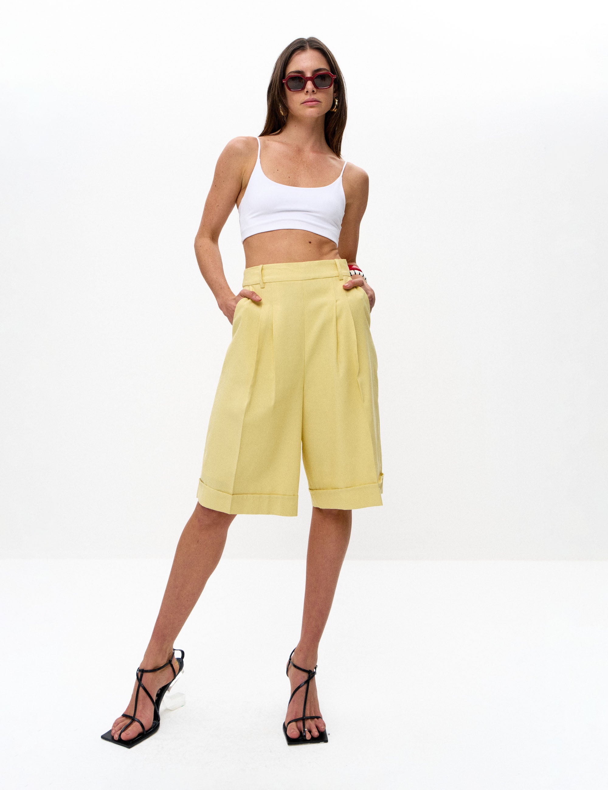 Bermuda Charlotte Crepe Amarelo