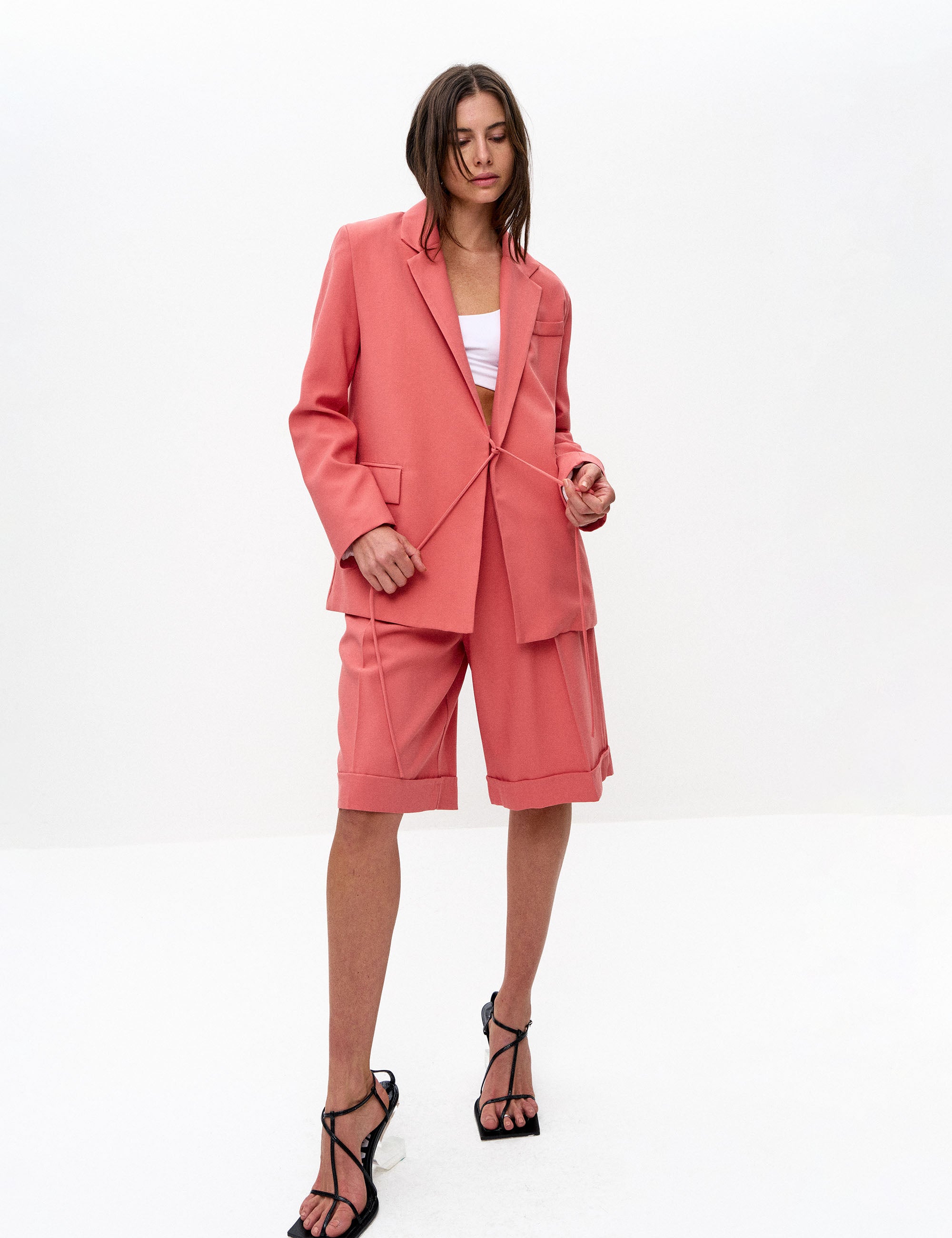 Blazer Charlotte Crepe Manga Rosa
