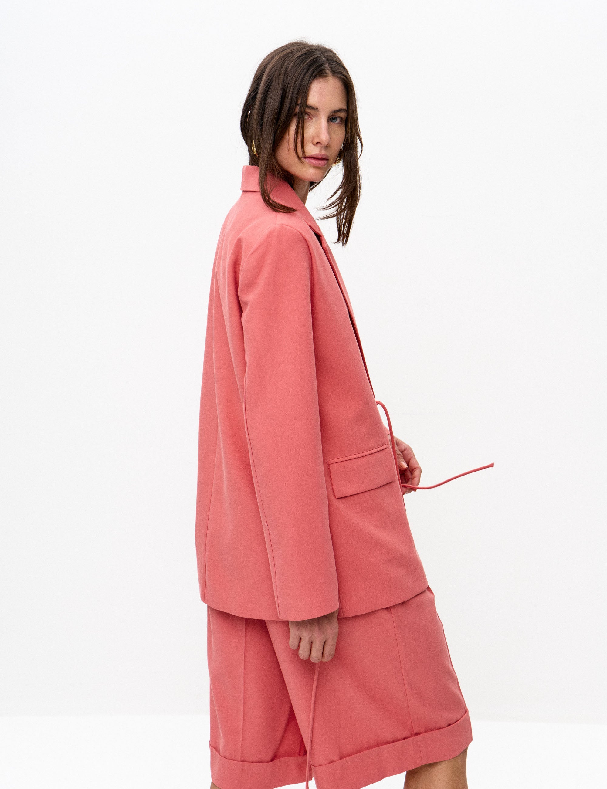 Blazer Charlotte Crepe Manga Rosa