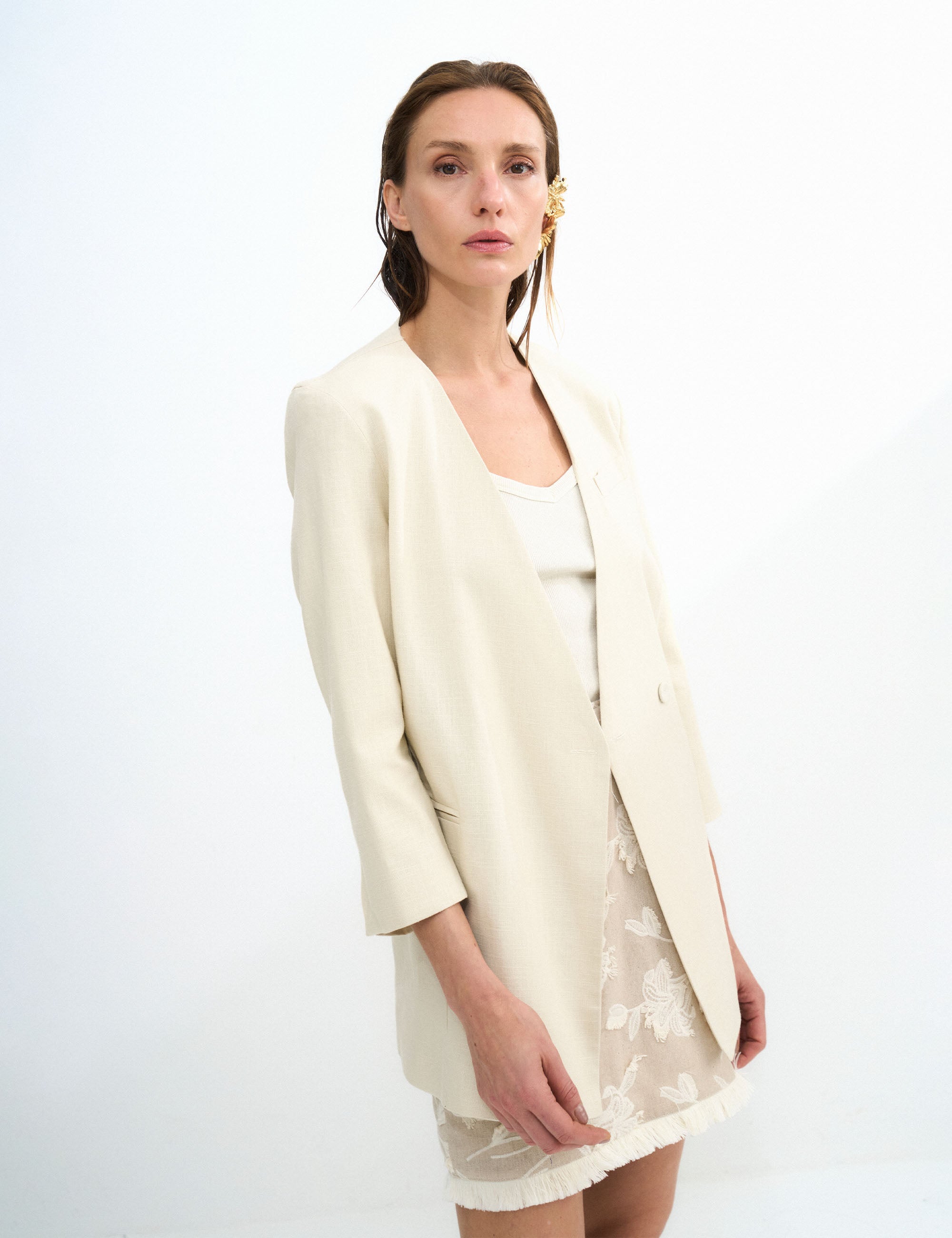 Blazer Diana Alfaiataria Areia