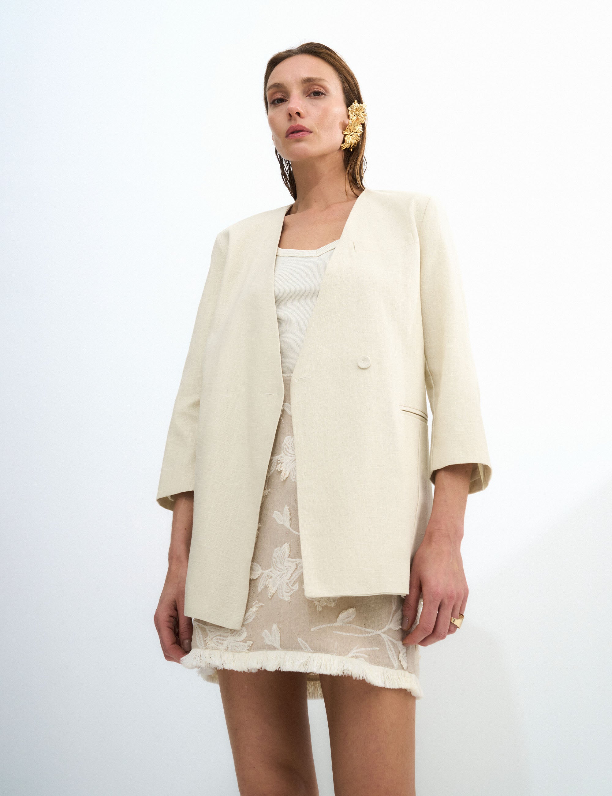 Blazer Diana Alfaiataria Areia