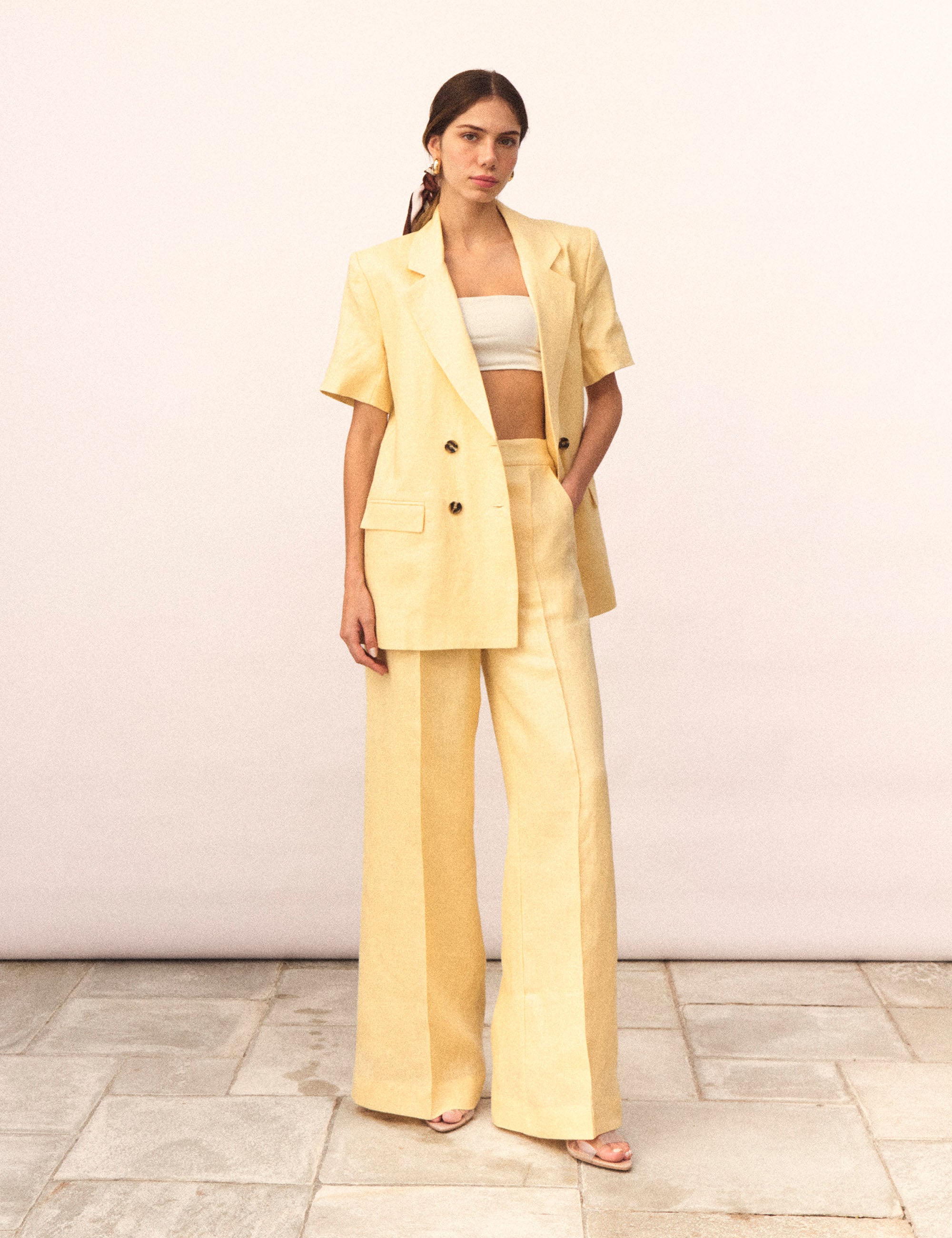 Blazer Evelyn Linho Amarelo