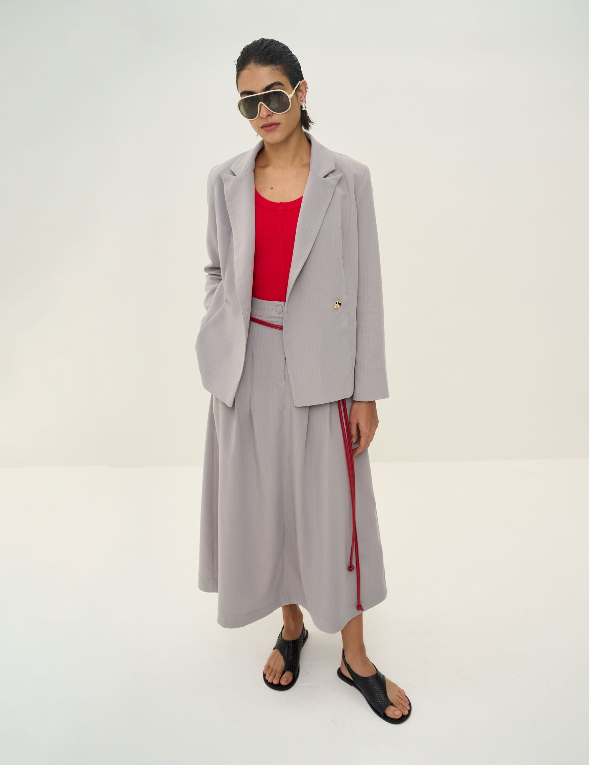 Saia Kaylee Alfaiataria Cinza