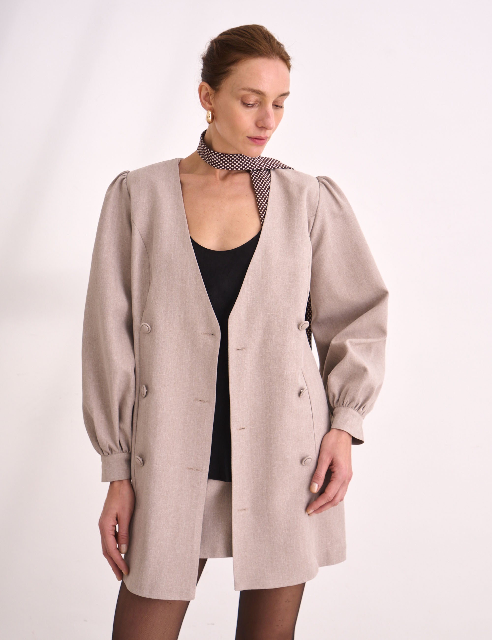 Blazer Melissa Alfaiataria Bege Mescla