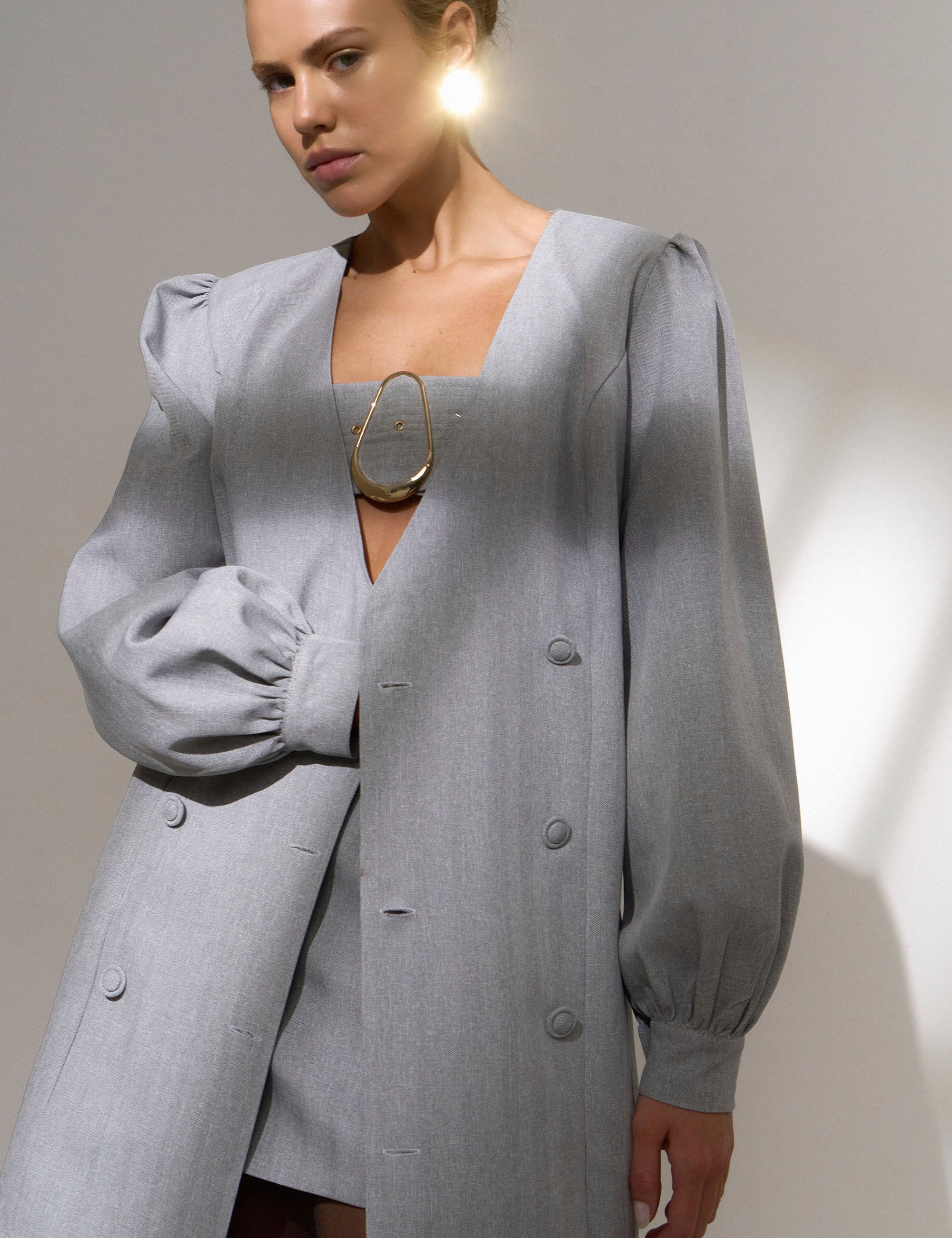 Blazer Melissa Alfaiataria Cinza Mescla