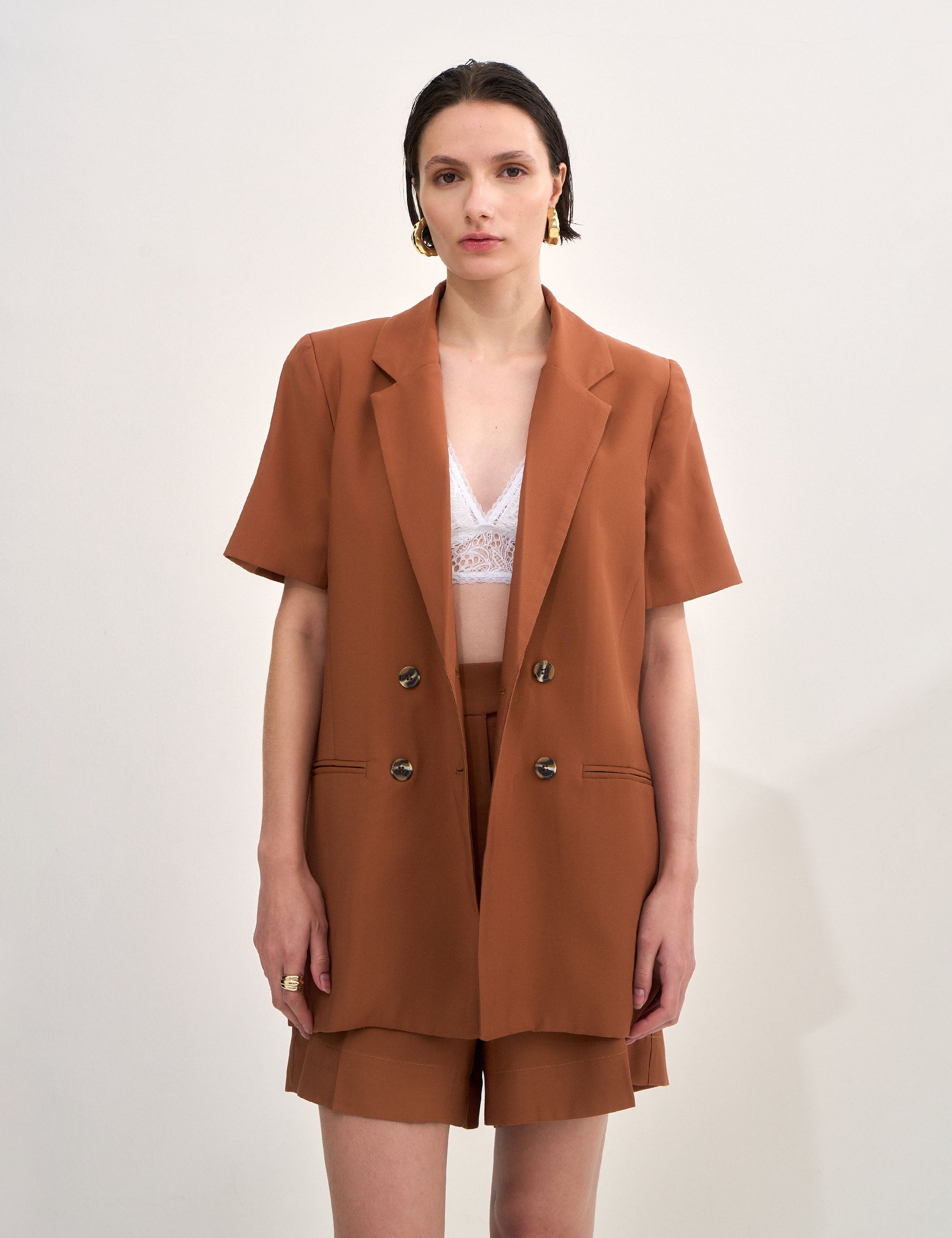 Blazer Mia Alfaiataria Marrom