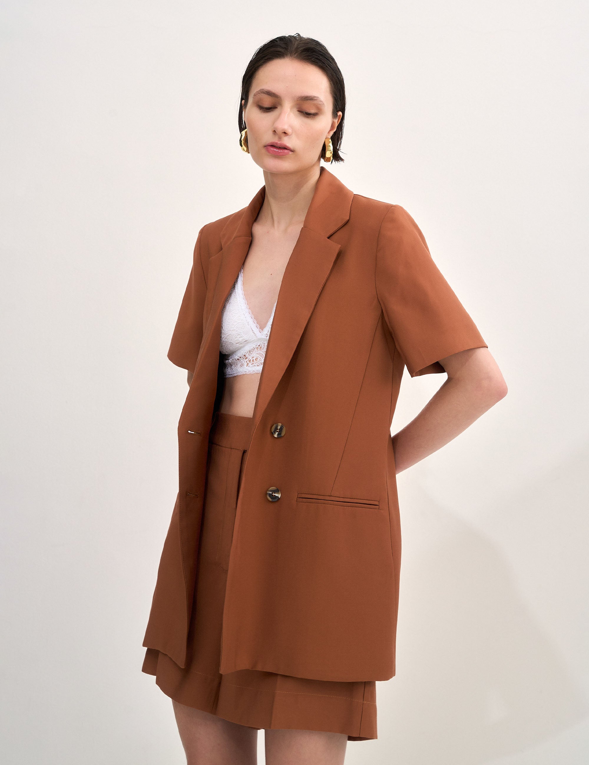 Blazer Mia Alfaiataria Marrom