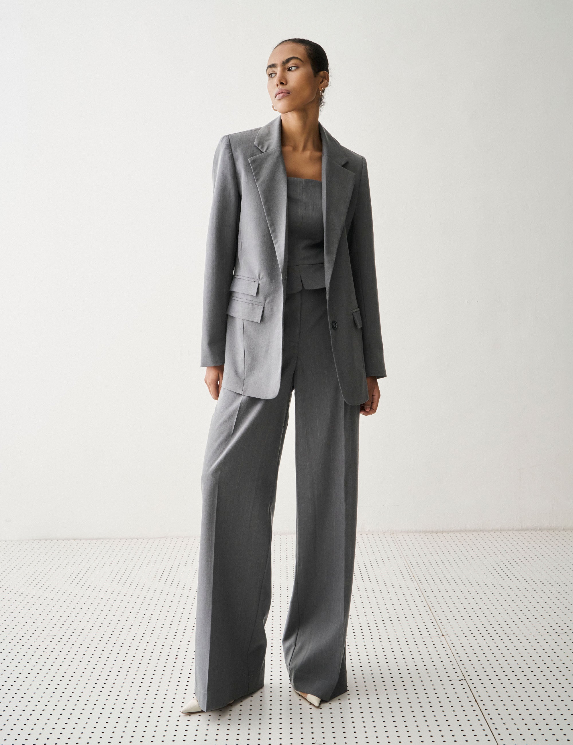 Blazer Nysa Alfaiataria Cinza