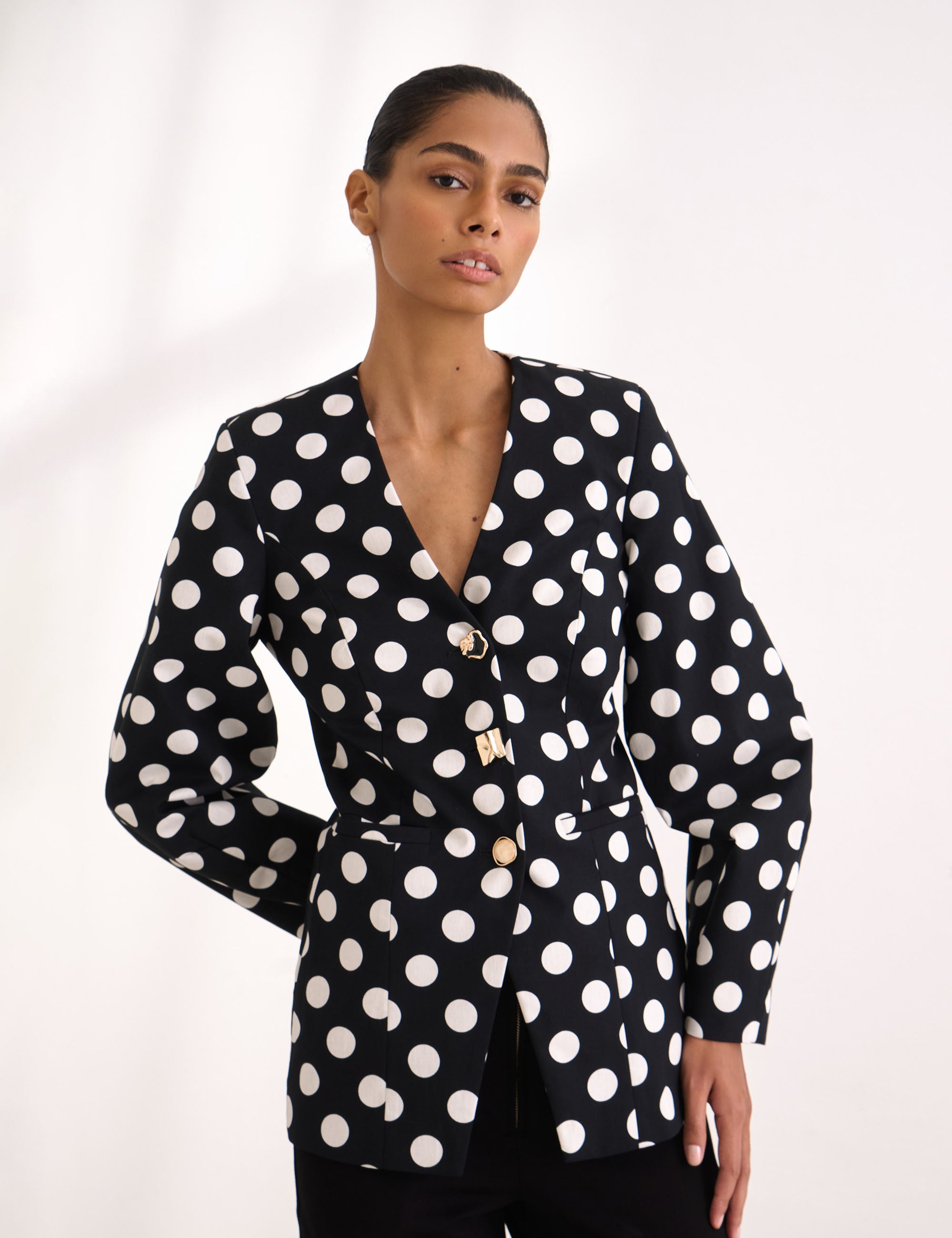 Blazer Poka Tricoline Preto