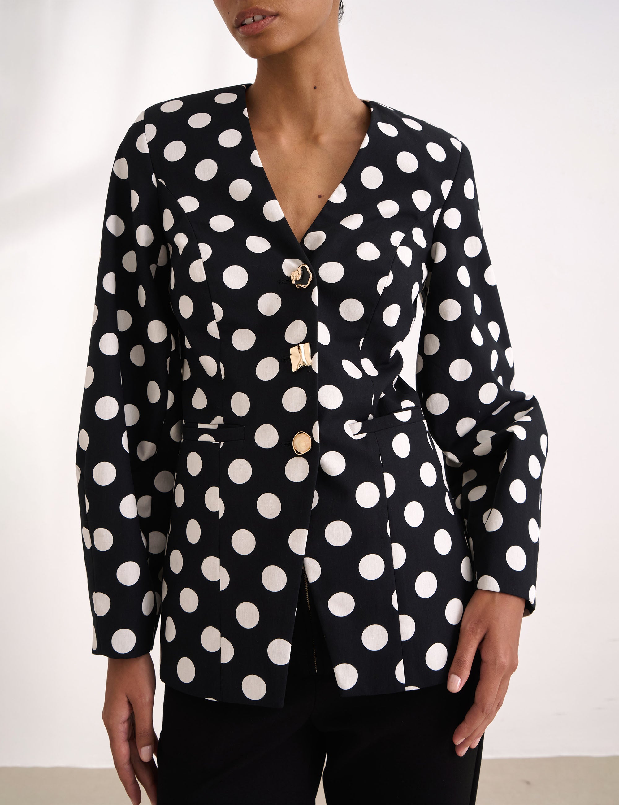 Blazer Poka Tricoline Preto