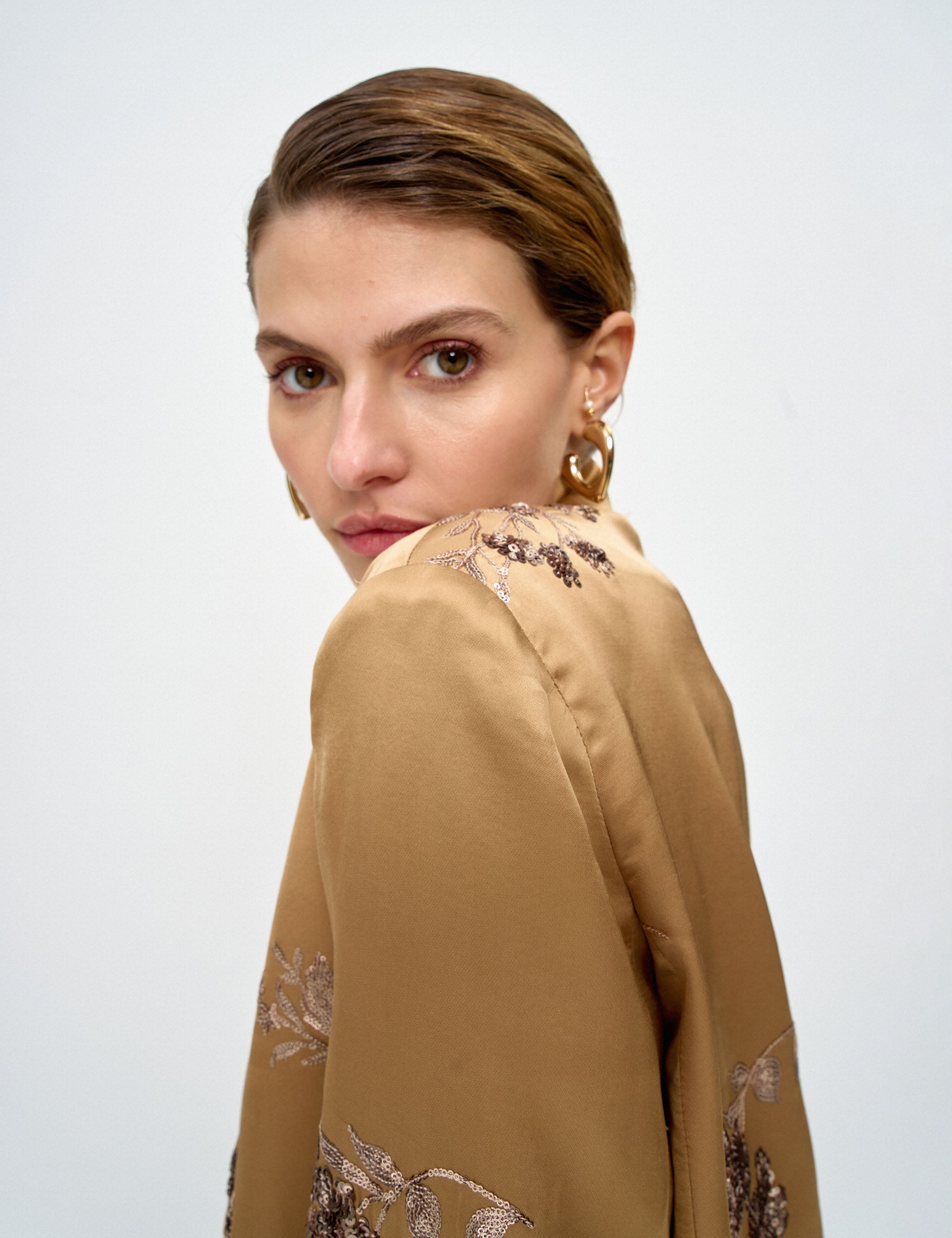 Blazer Versalhes Cetim Bege