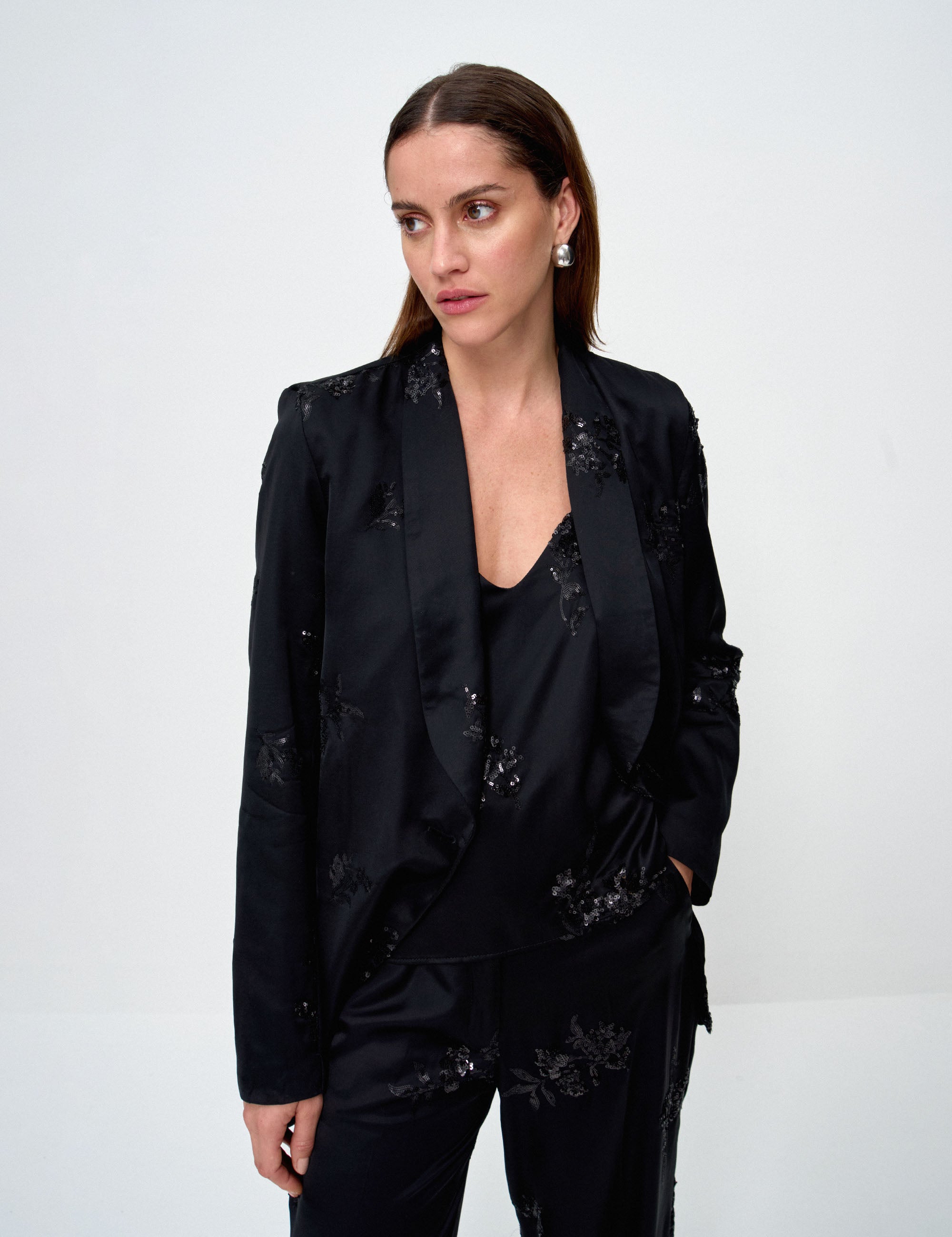 Blazer Versalhes Cetim Preto