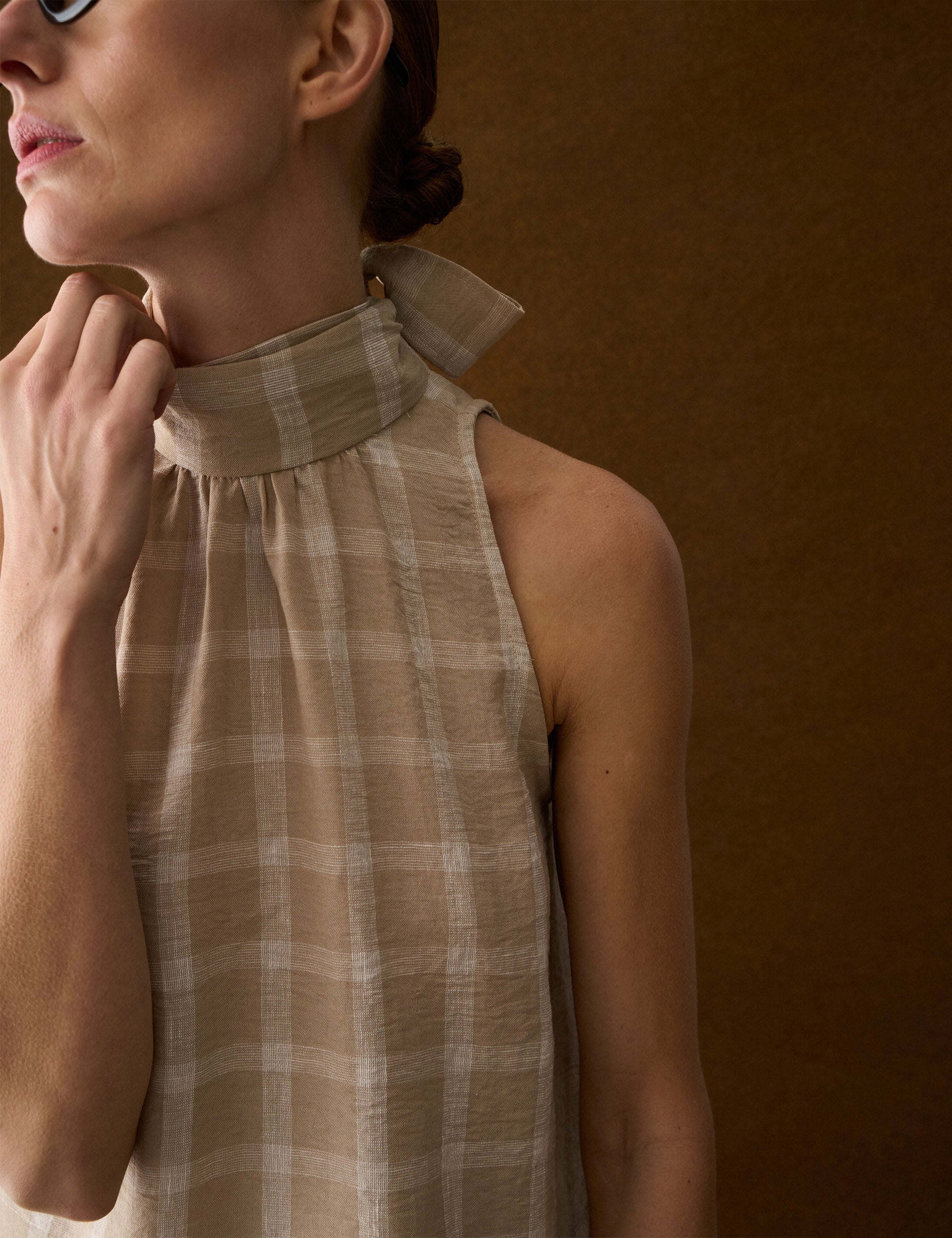 Blusa Alexandra Xadrez Bege