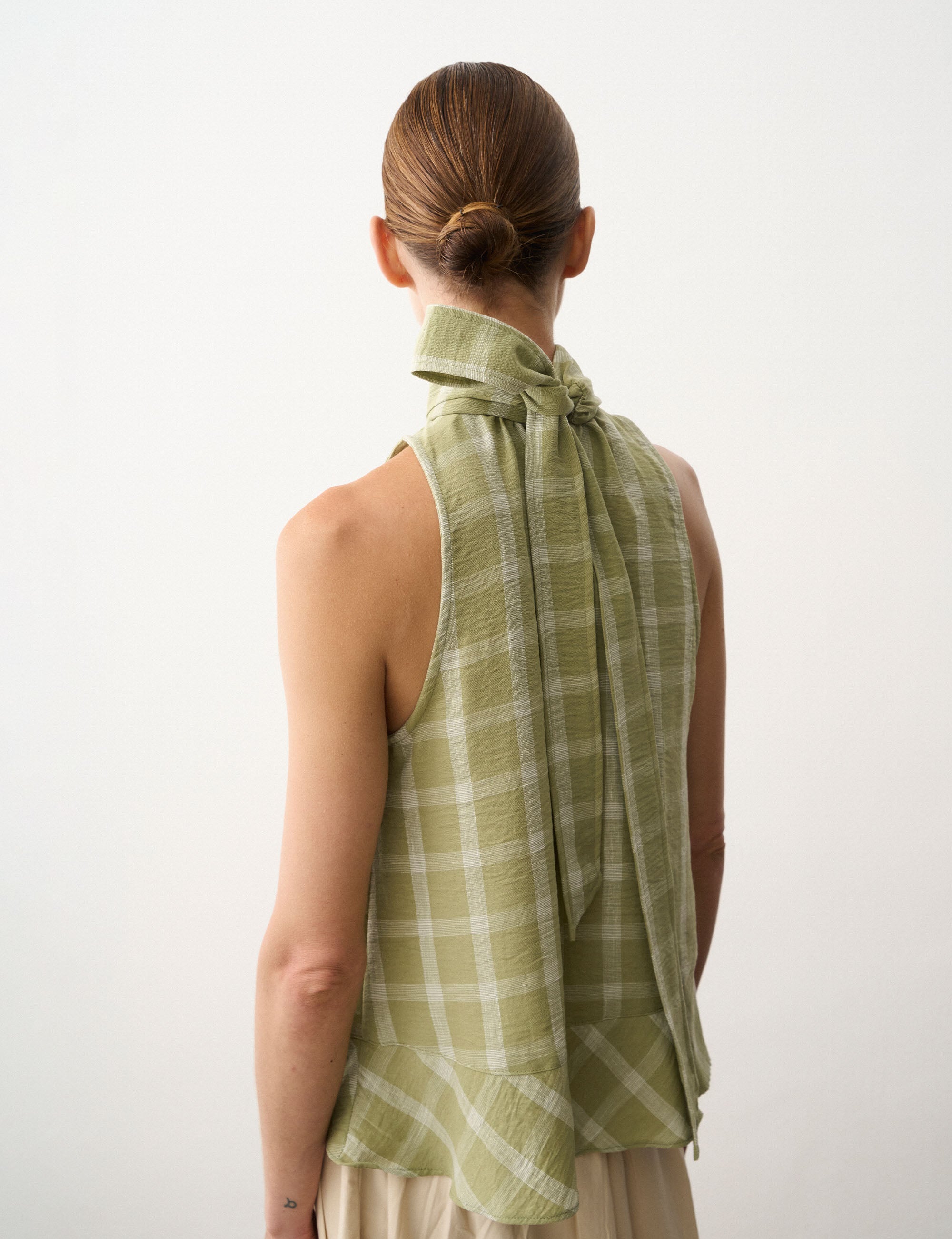 Blusa Alexandra Xadrez Oliva