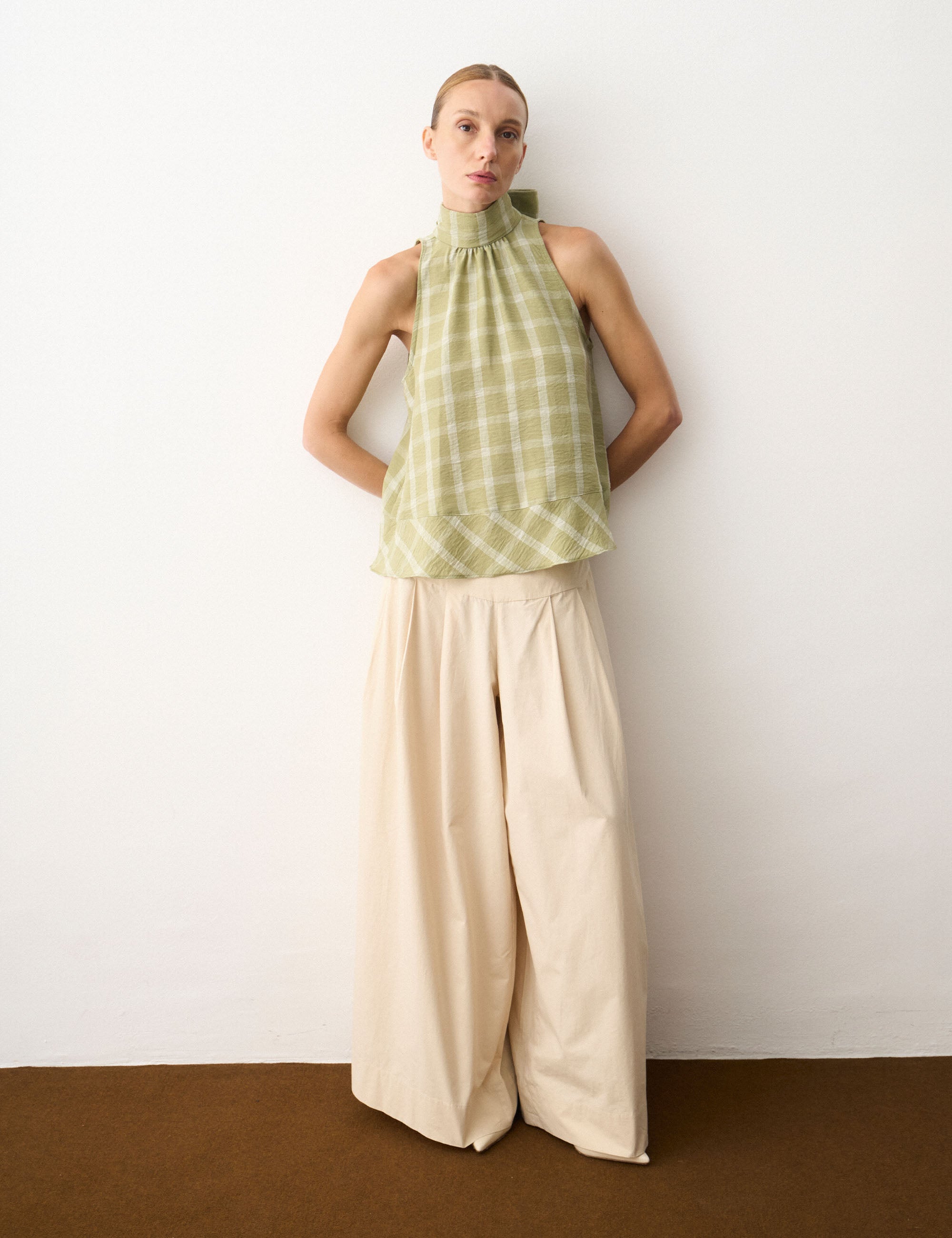 Blusa Alexandra Xadrez Oliva