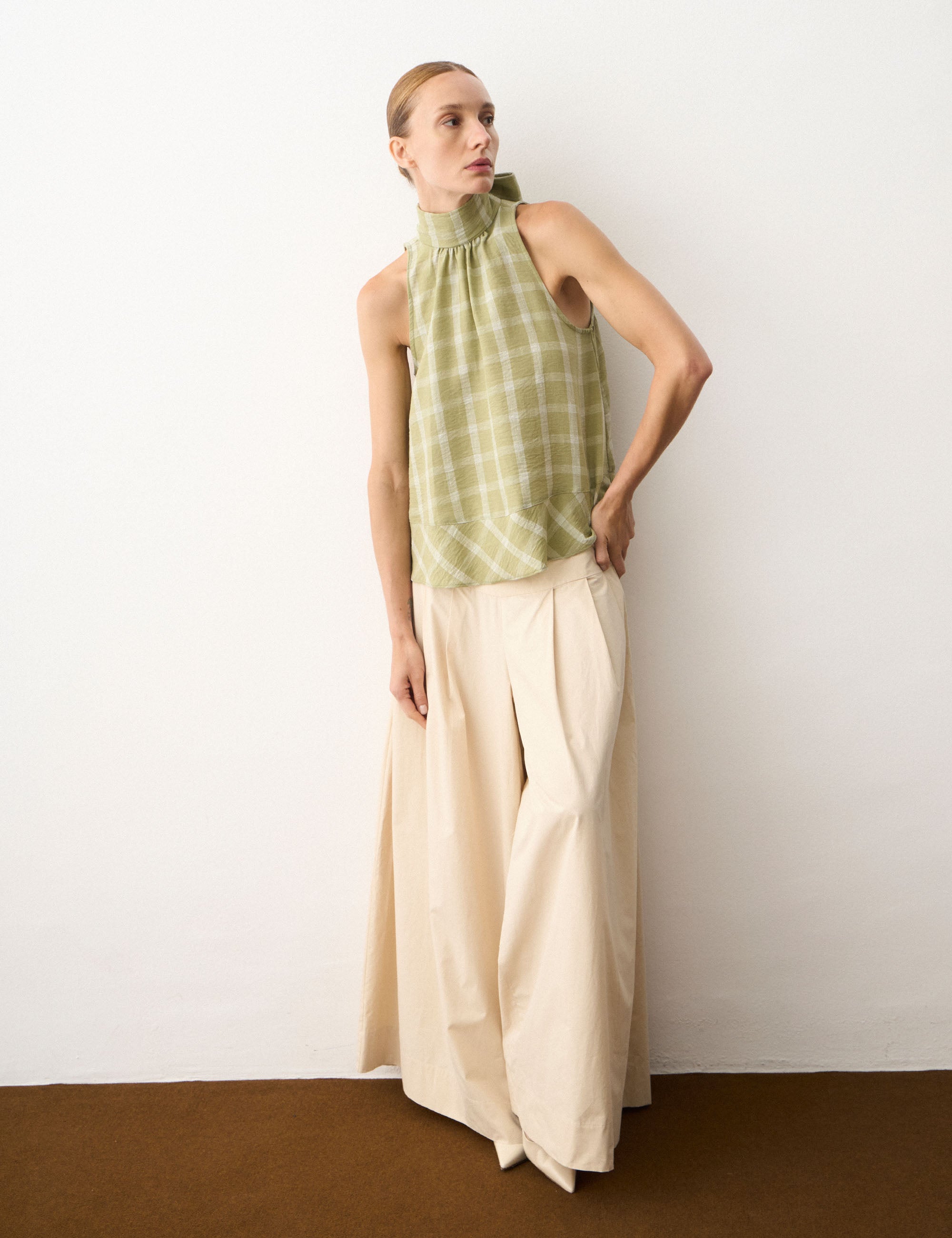 Blusa Alexandra Xadrez Oliva
