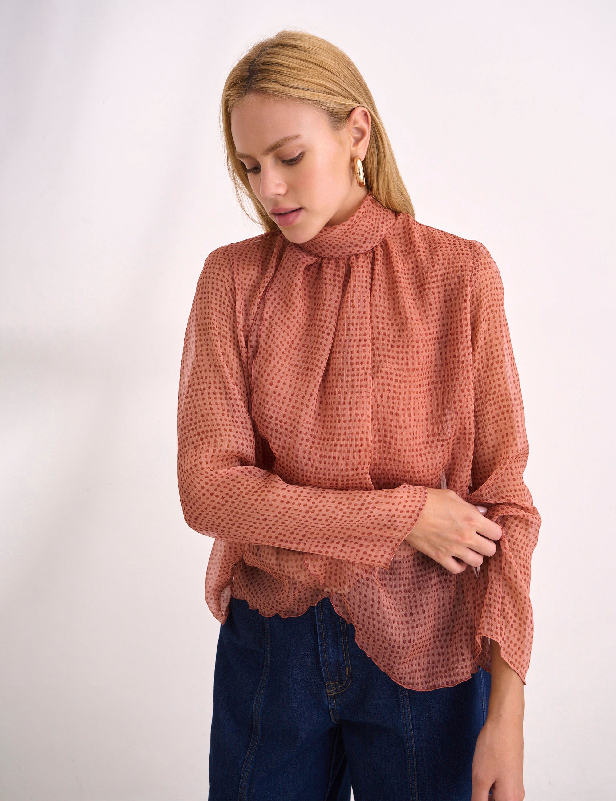 Blusa Aline Chiffon Pessego