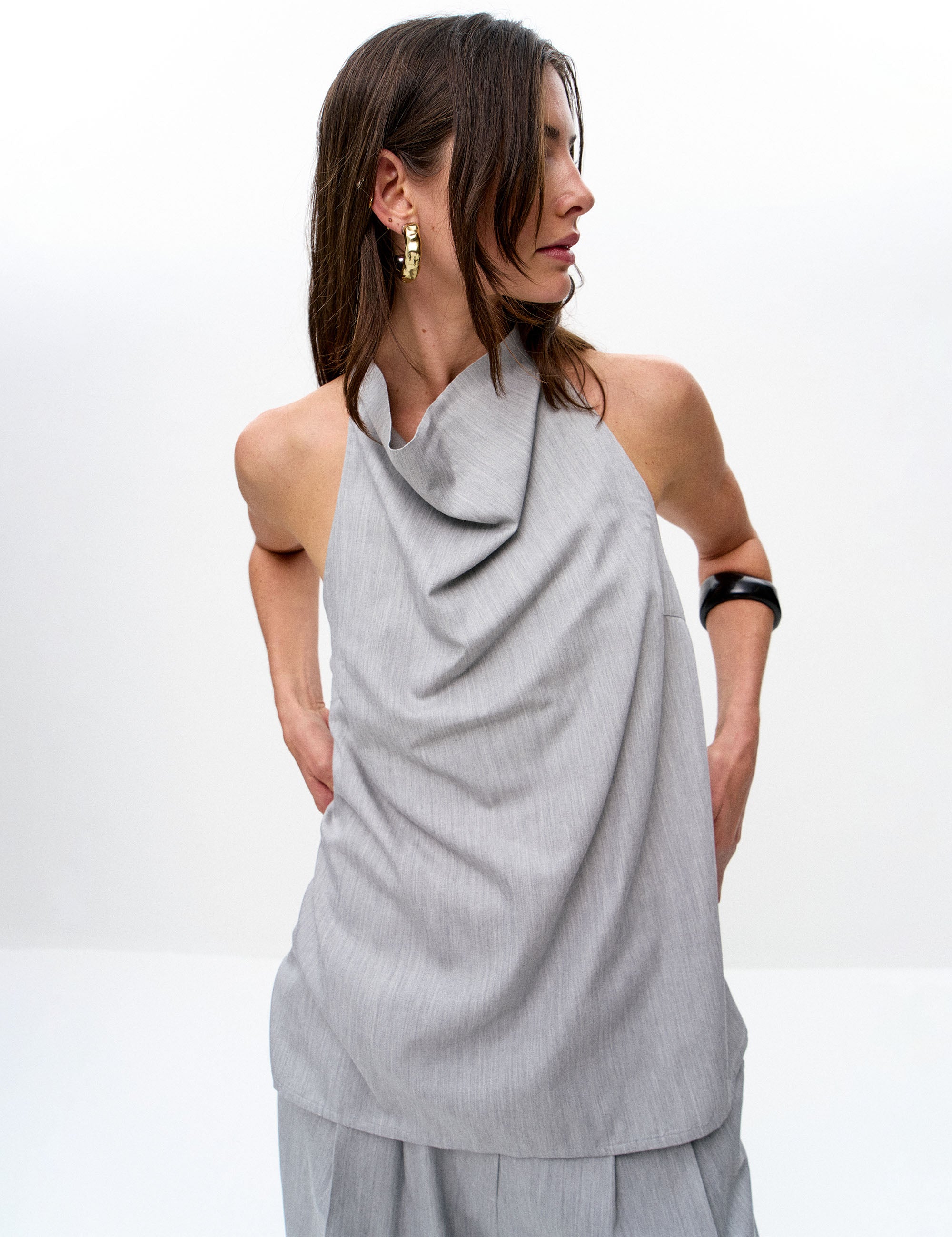 Blusa Andreia Alfaiataria Cinza