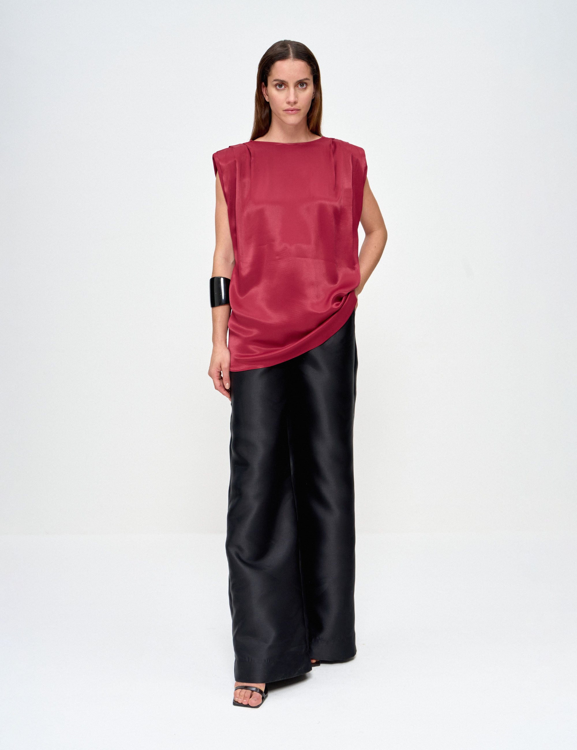 Blusa Bárbara Cetim Bordeaux