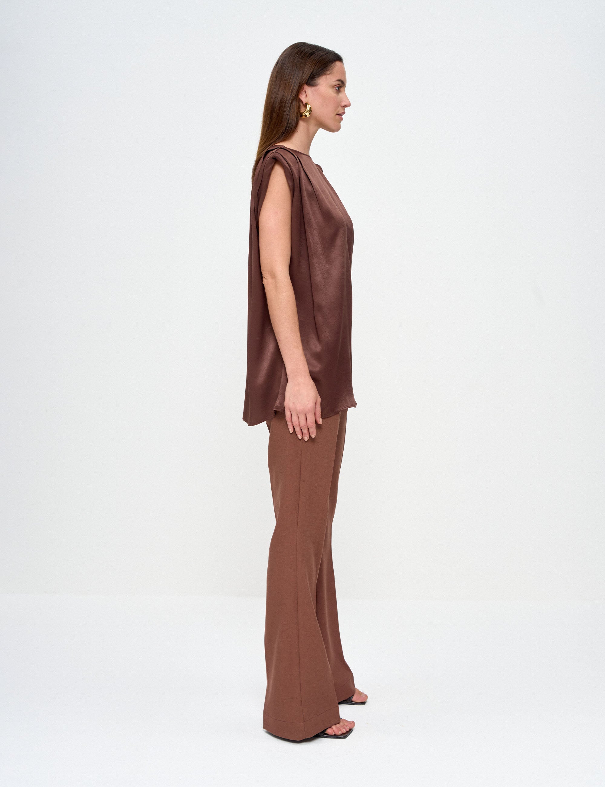 Blusa Bárbara Cetim Marrom