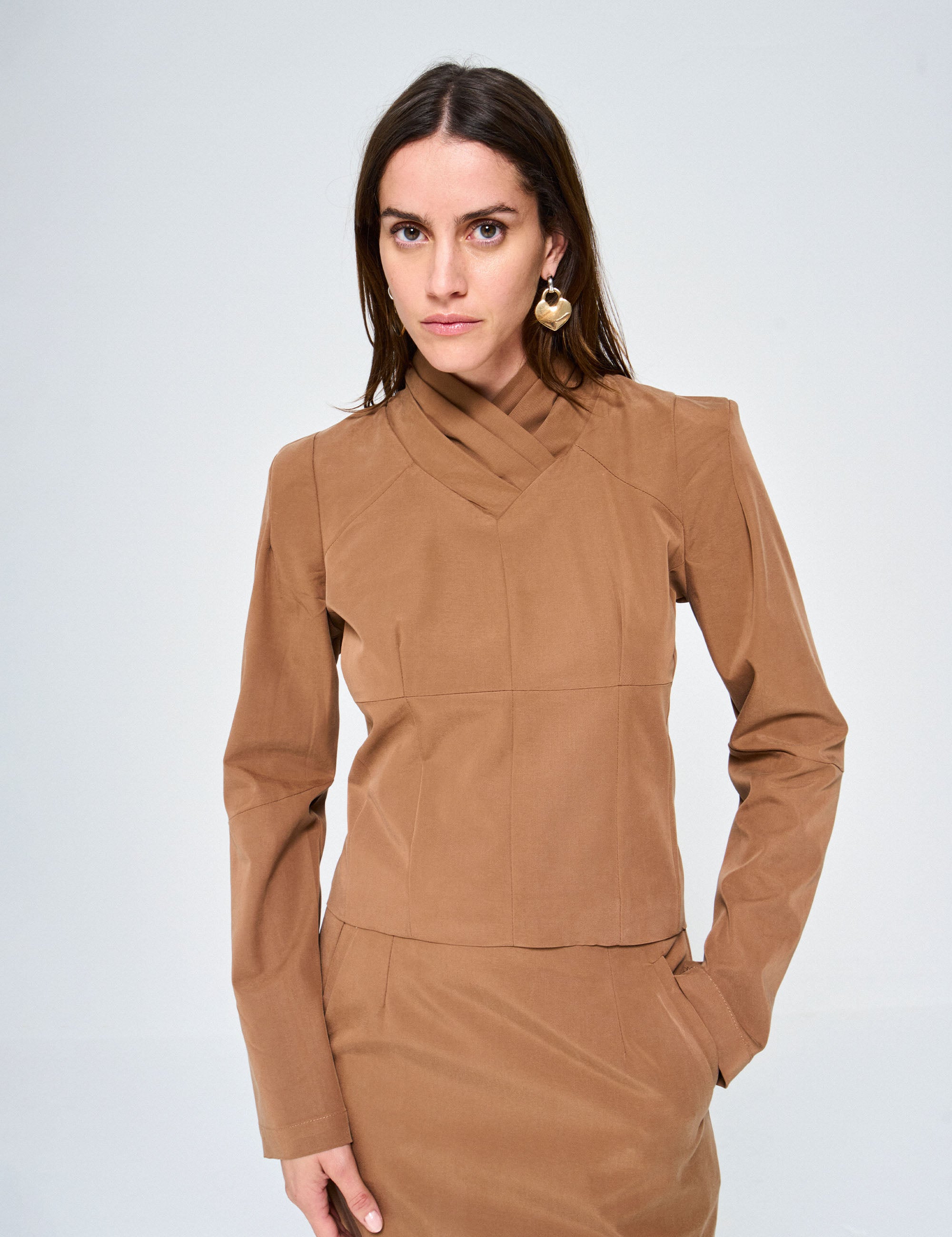 Blusa Brooklin Alfaiataria Marrom