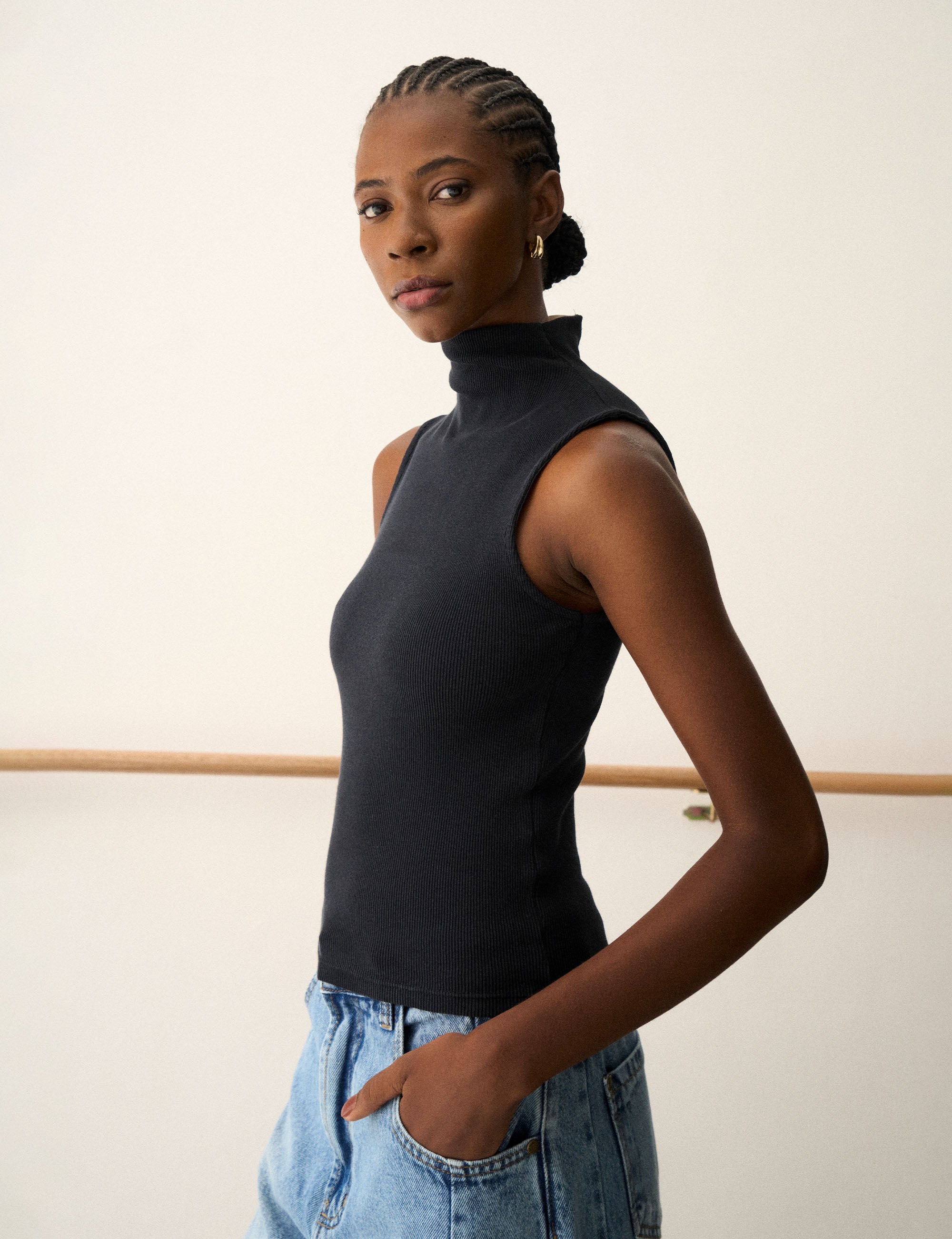 Blusa Camila Canelada Preto