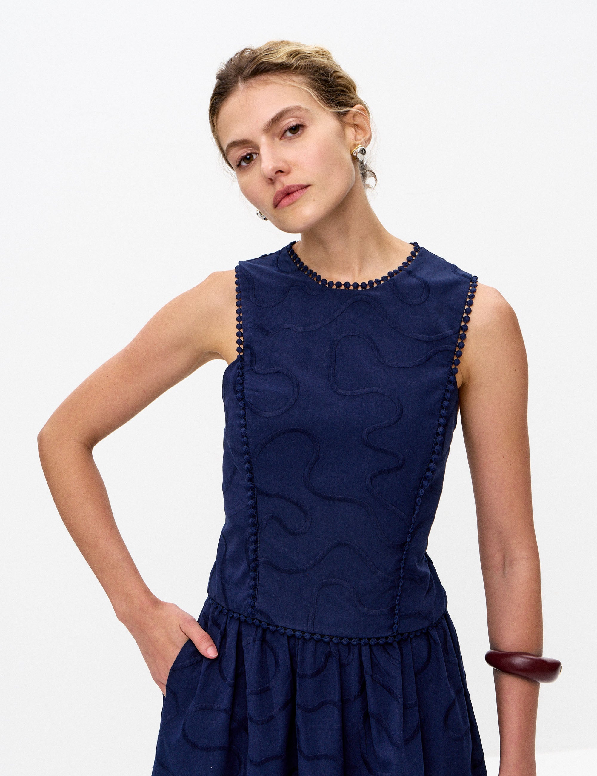 Blusa Dalila Tricoline Marinho