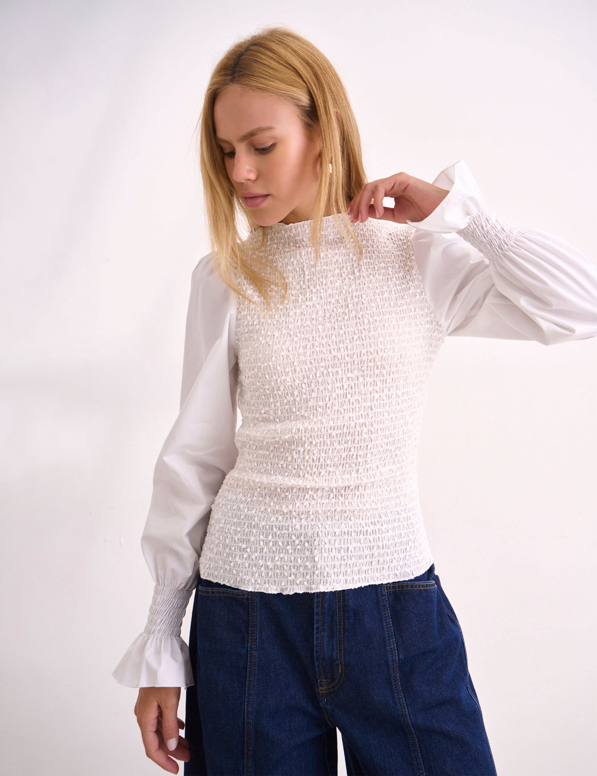 Blusa Eden Plissada Off White