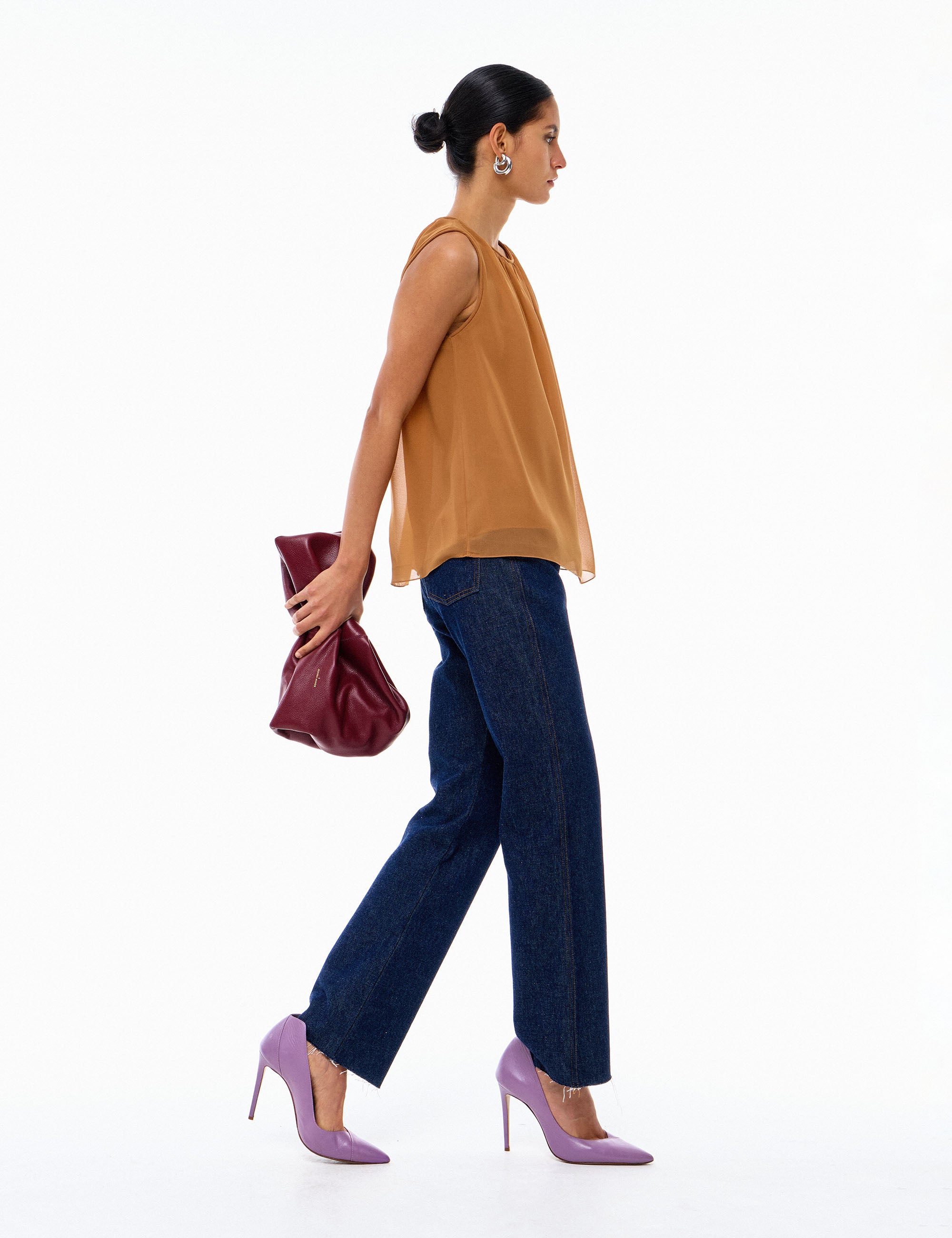 Blusa Ella Chifon Amêndoa