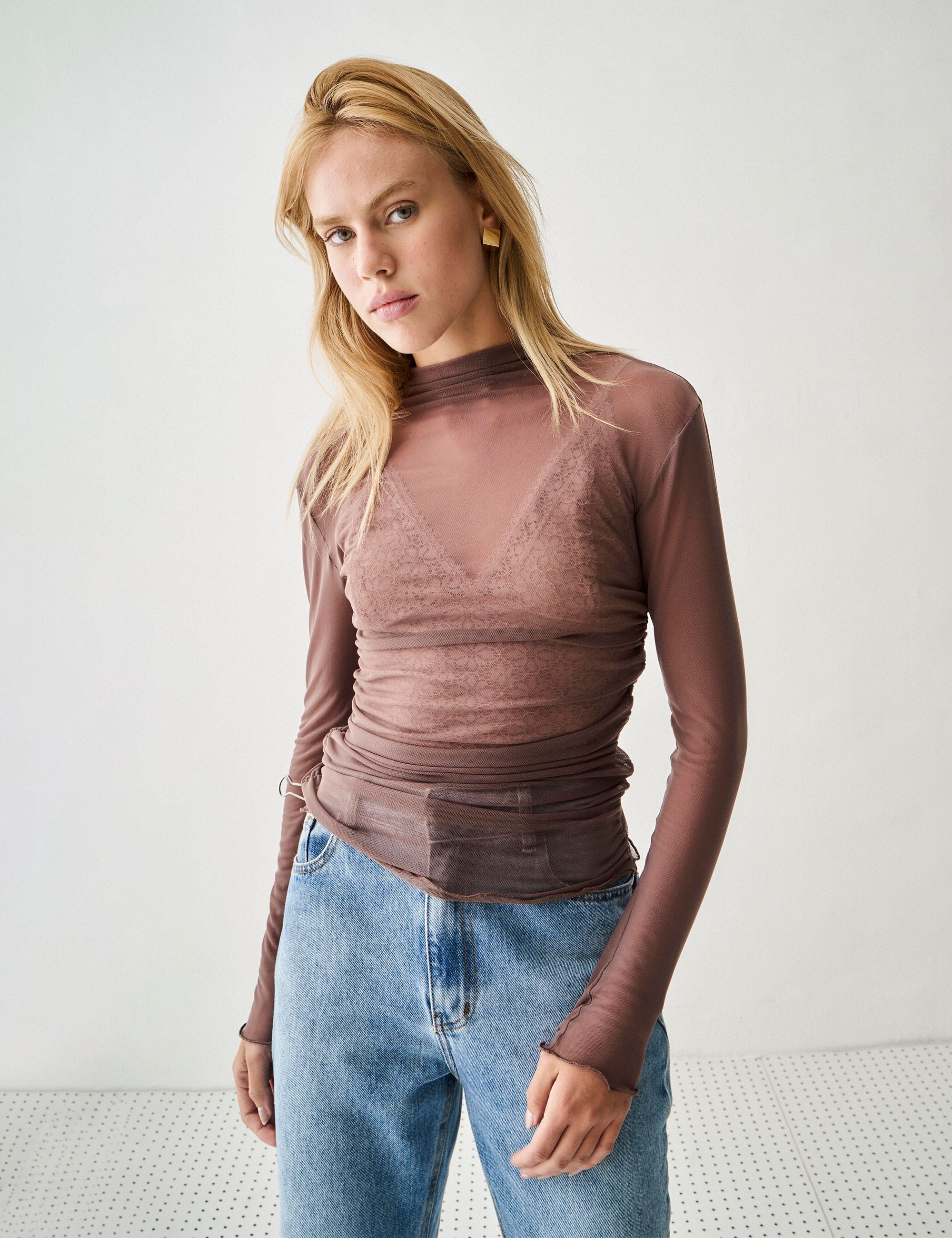 Blusa Erika Tule Marrom
