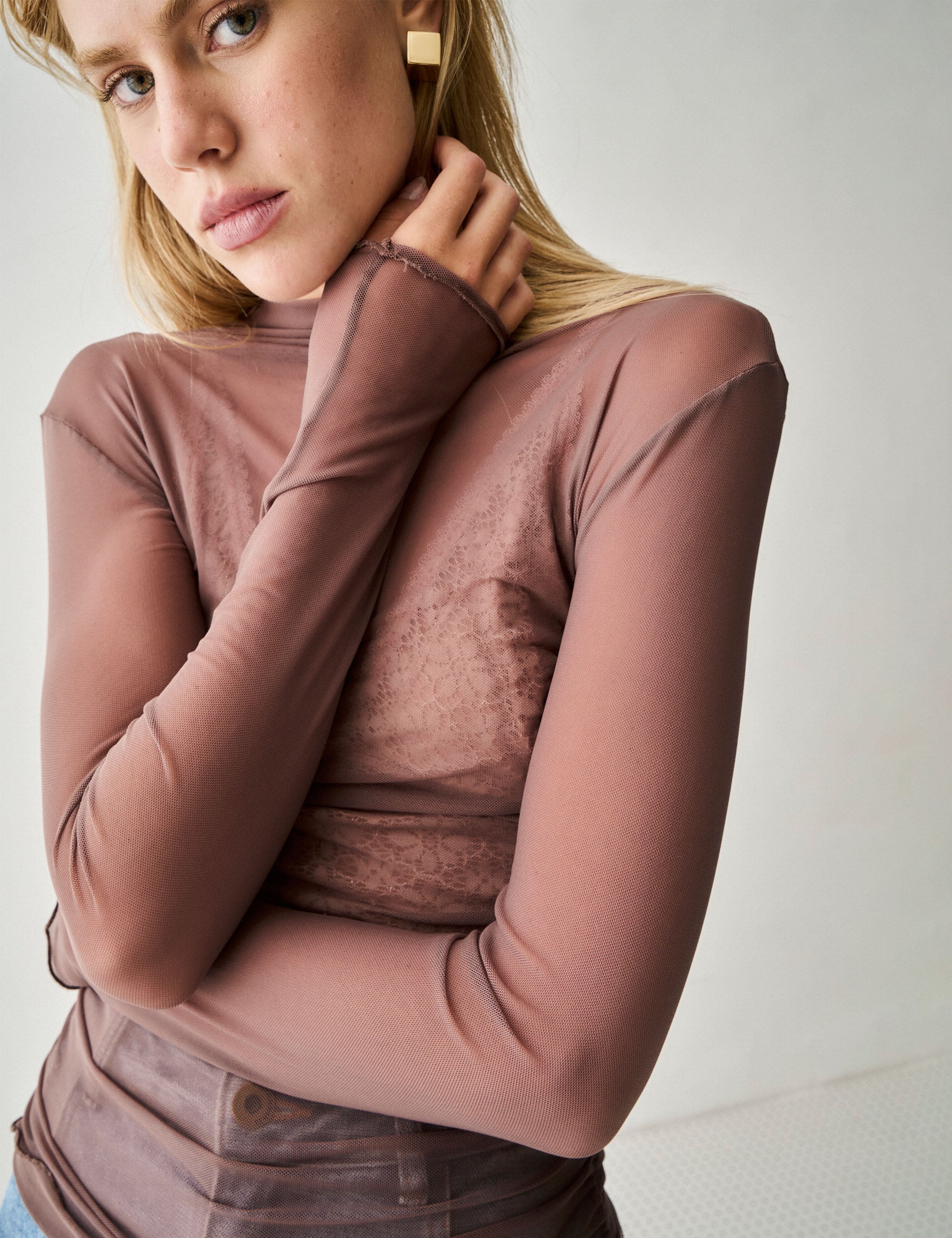 Blusa Erika Tule Marrom