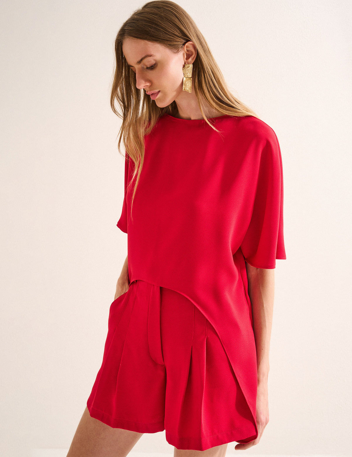Blusa Estela Acetinado Vermelho