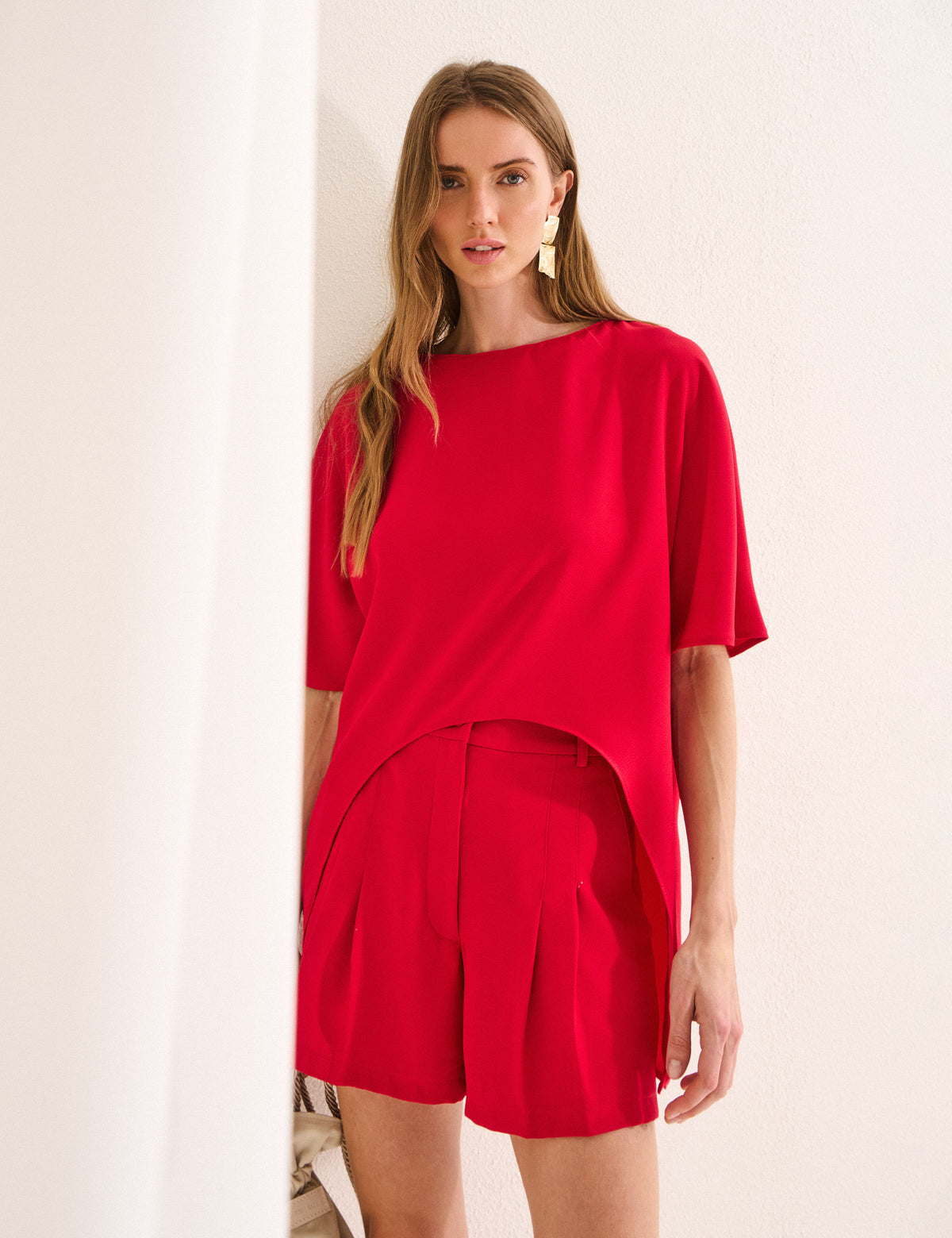 Blusa Estela Acetinado Vermelho