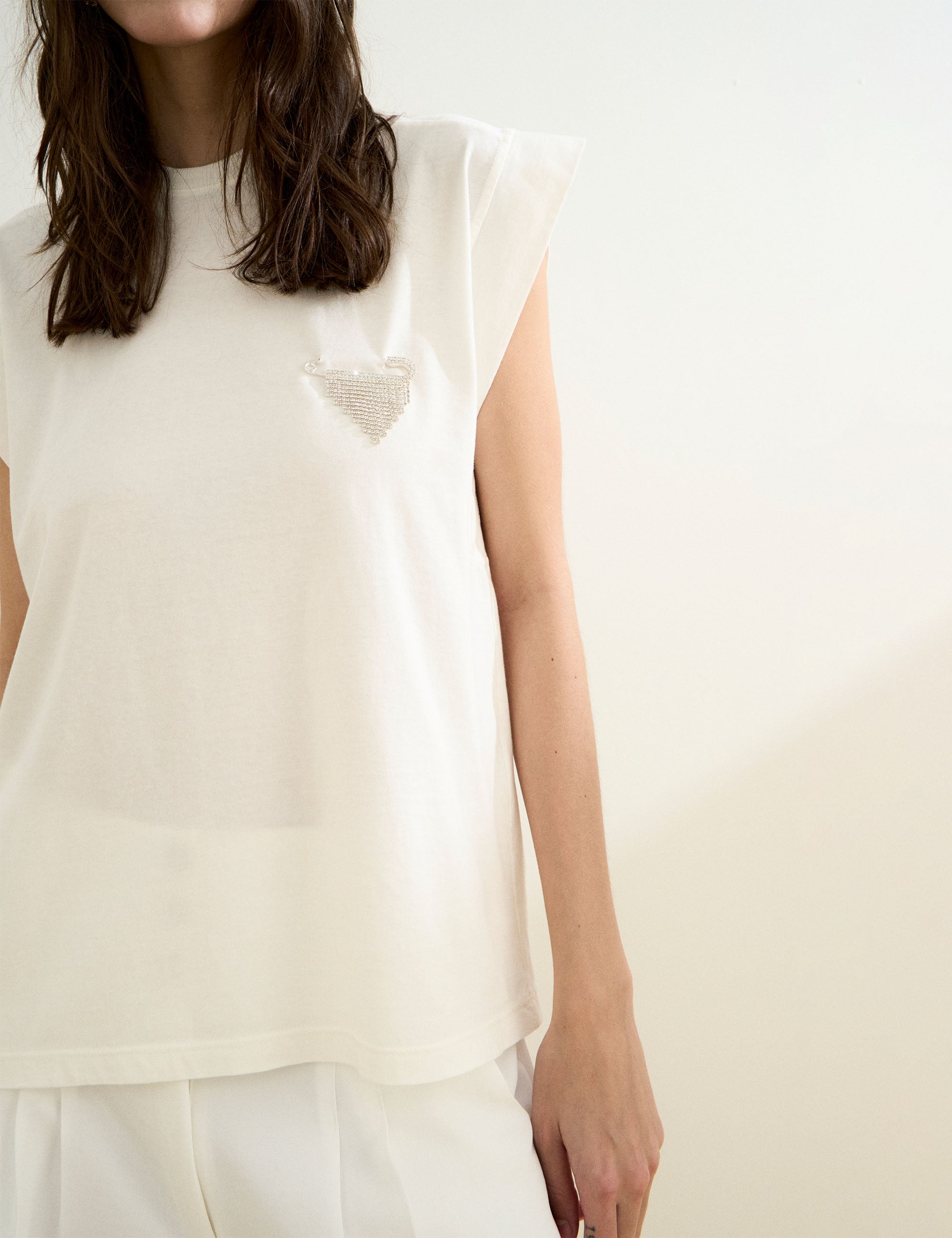 Blusa Estrela Malha Off White